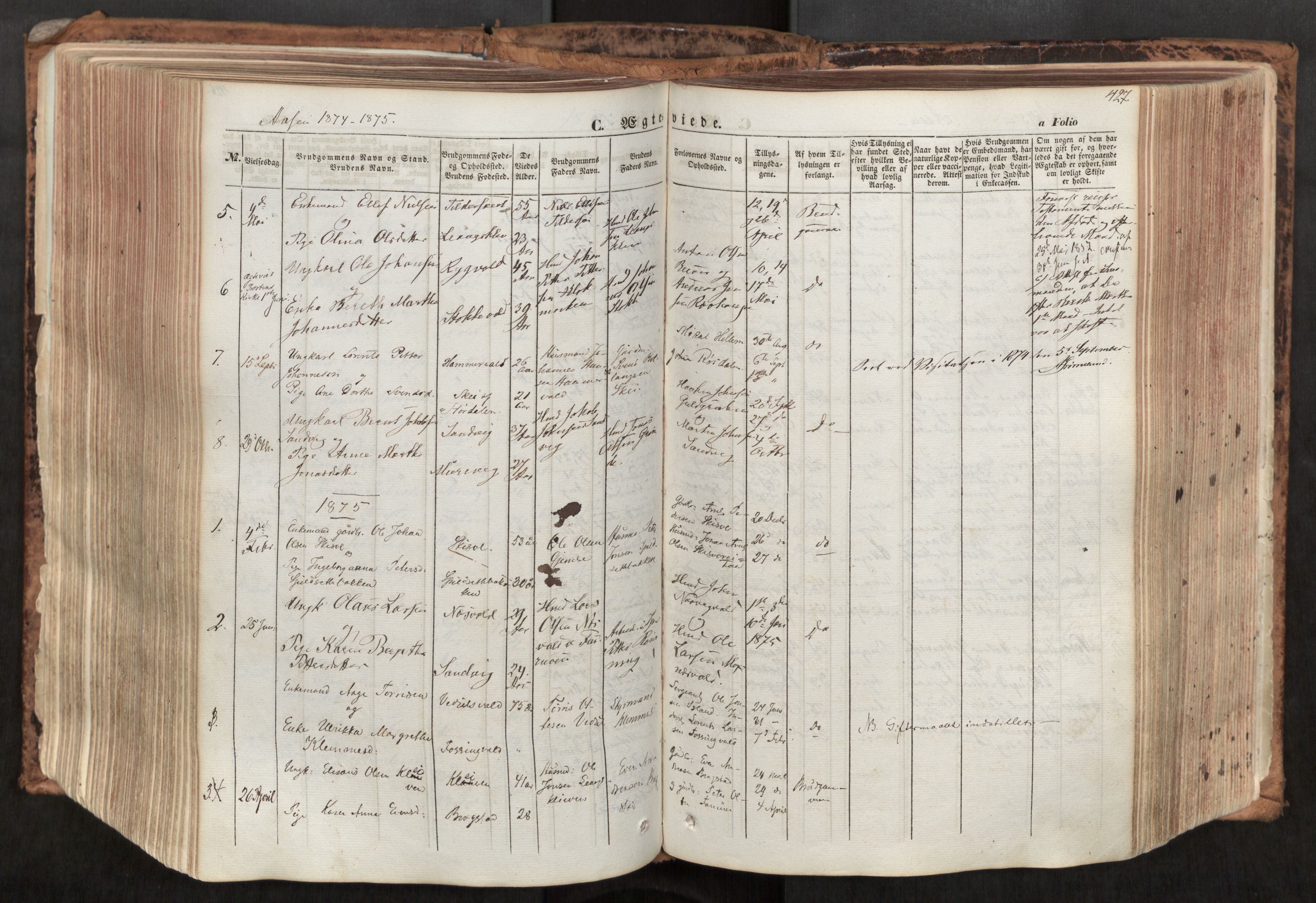 Ministerialprotokoller, klokkerbøker og fødselsregistre - Nord-Trøndelag, SAT/A-1458/713/L0116: Parish register (official) no. 713A07, 1850-1877, p. 427