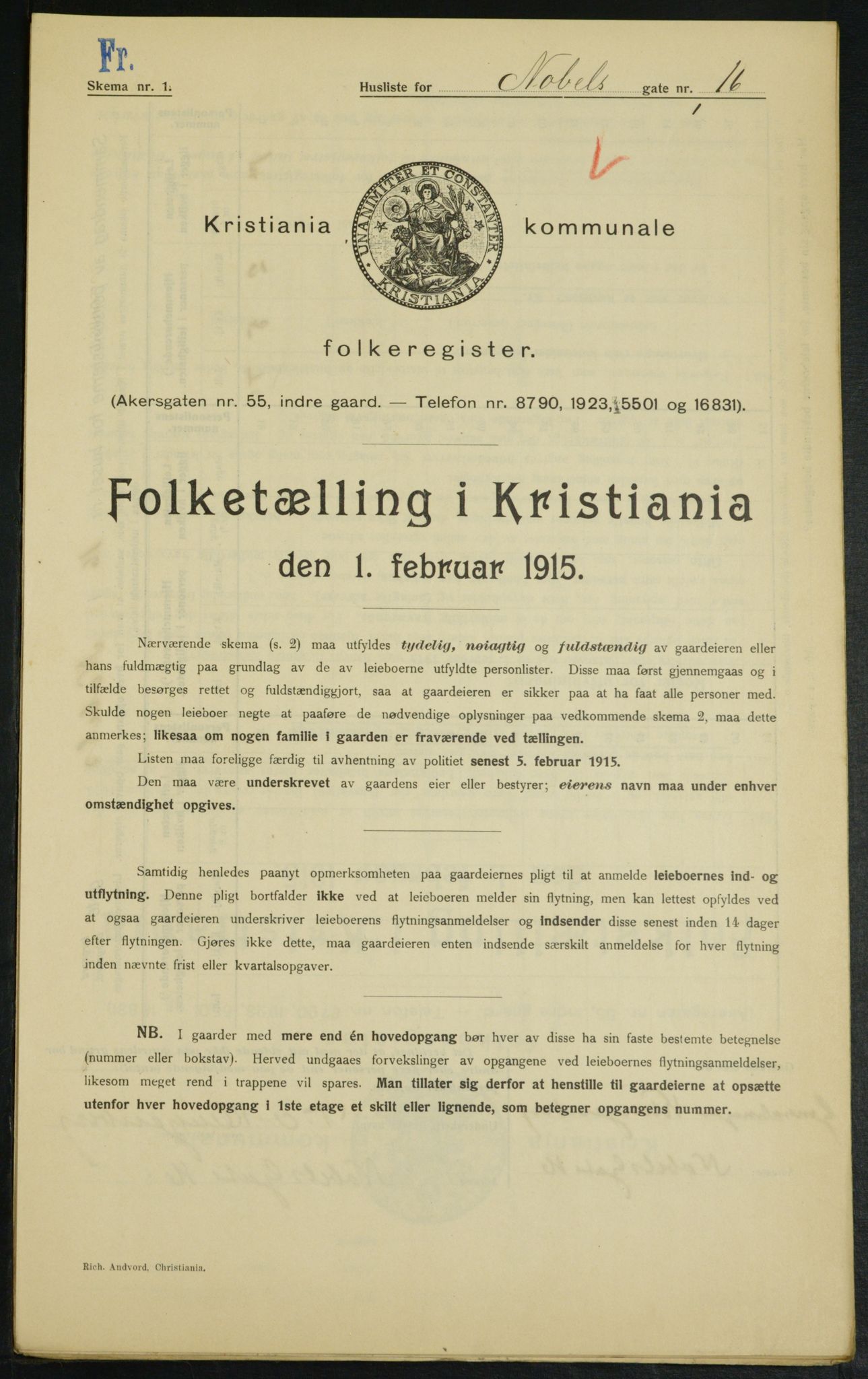 OBA, Municipal Census 1915 for Kristiania, 1915, p. 70710