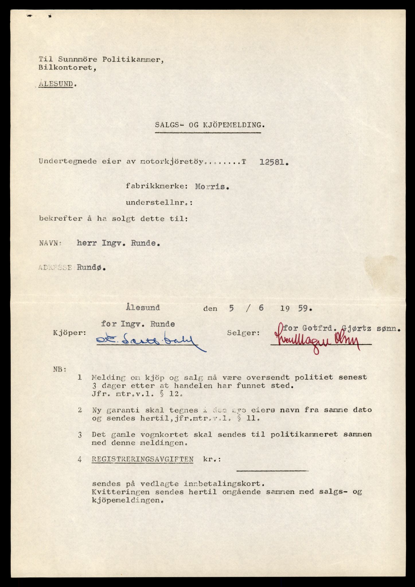 Møre og Romsdal vegkontor - Ålesund trafikkstasjon, AV/SAT-A-4099/F/Fe/L0034: Registreringskort for kjøretøy T 12500 - T 12652, 1927-1998, p. 1538