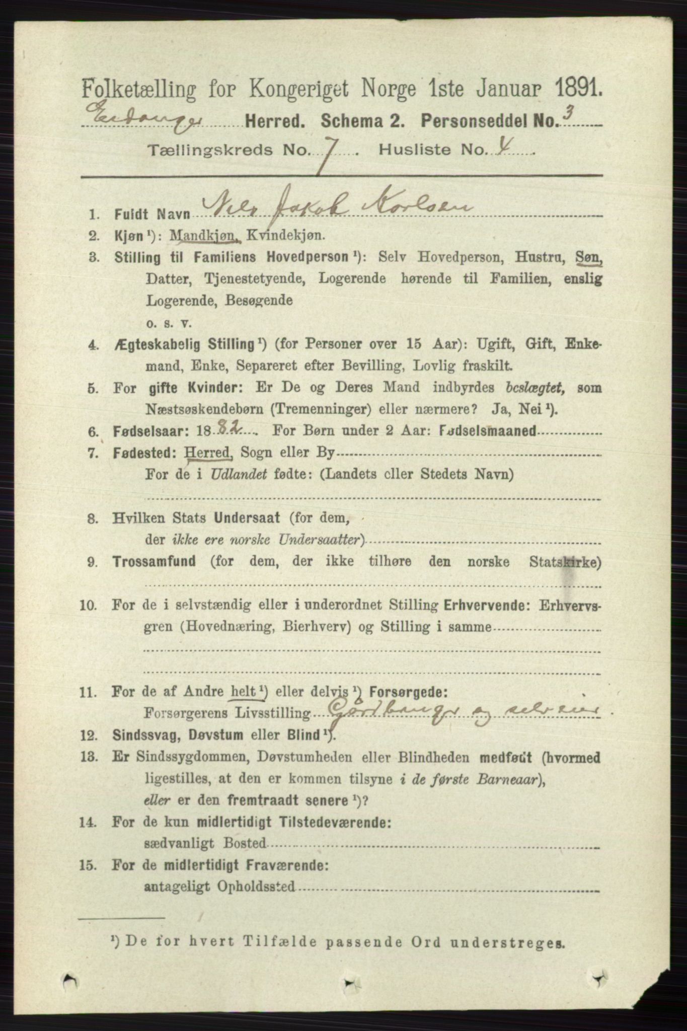 RA, 1891 census for 0813 Eidanger, 1891, p. 2759