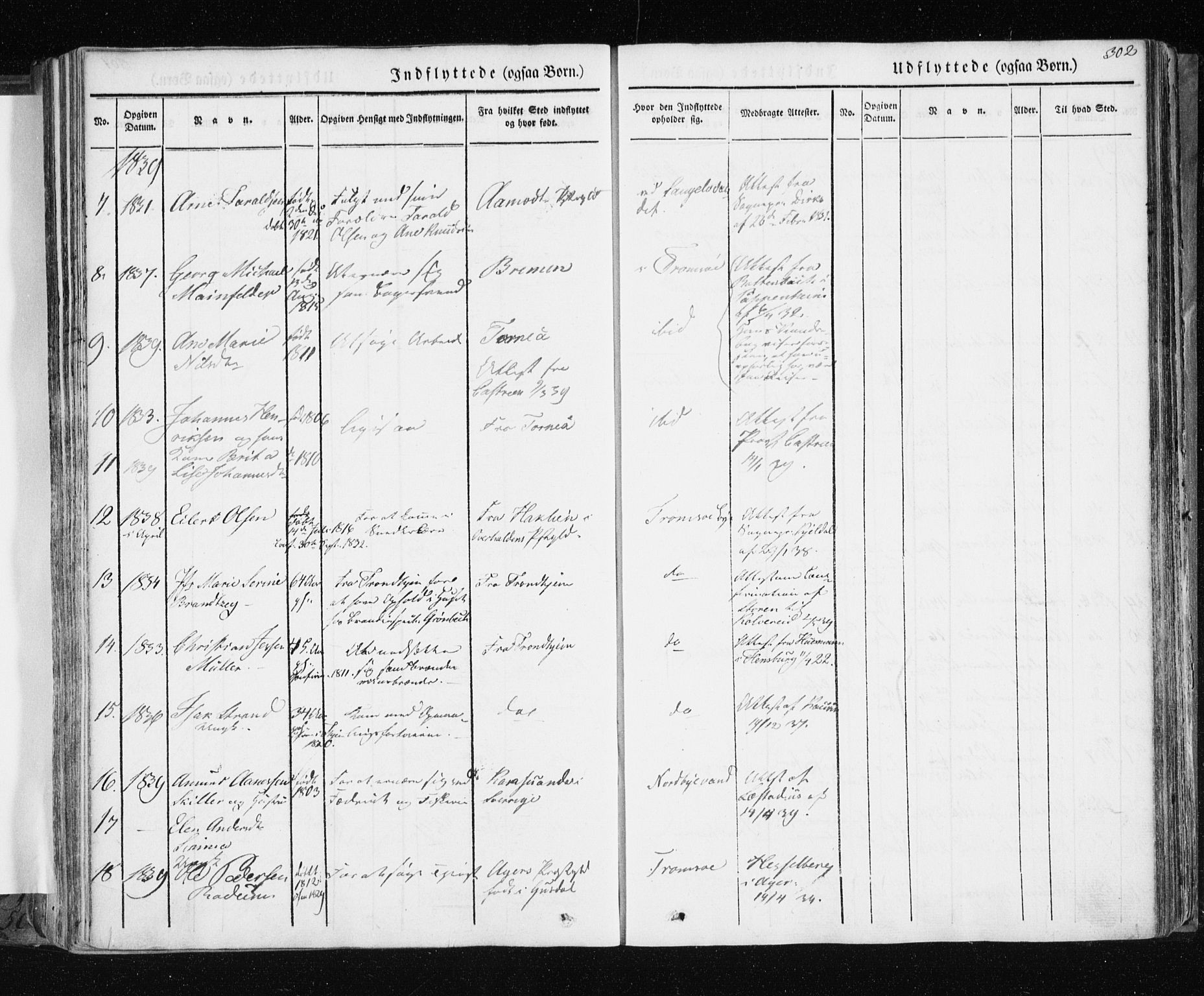Tromsø sokneprestkontor/stiftsprosti/domprosti, SATØ/S-1343/G/Ga/L0009kirke: Parish register (official) no. 9, 1837-1847, p. 302