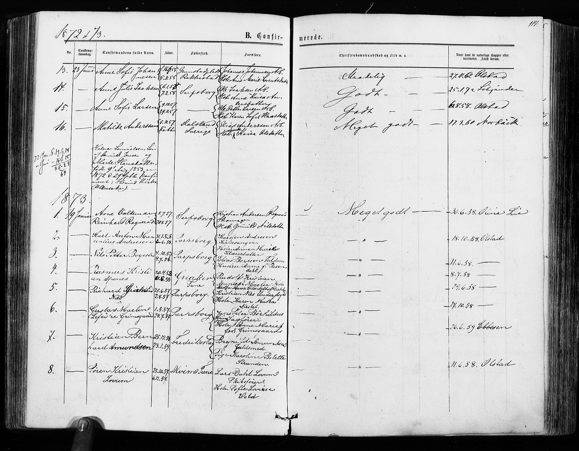 Sarpsborg prestekontor Kirkebøker, AV/SAO-A-2006/F/Fa/L0002: Parish register (official) no. 2, 1869-1877, p. 114