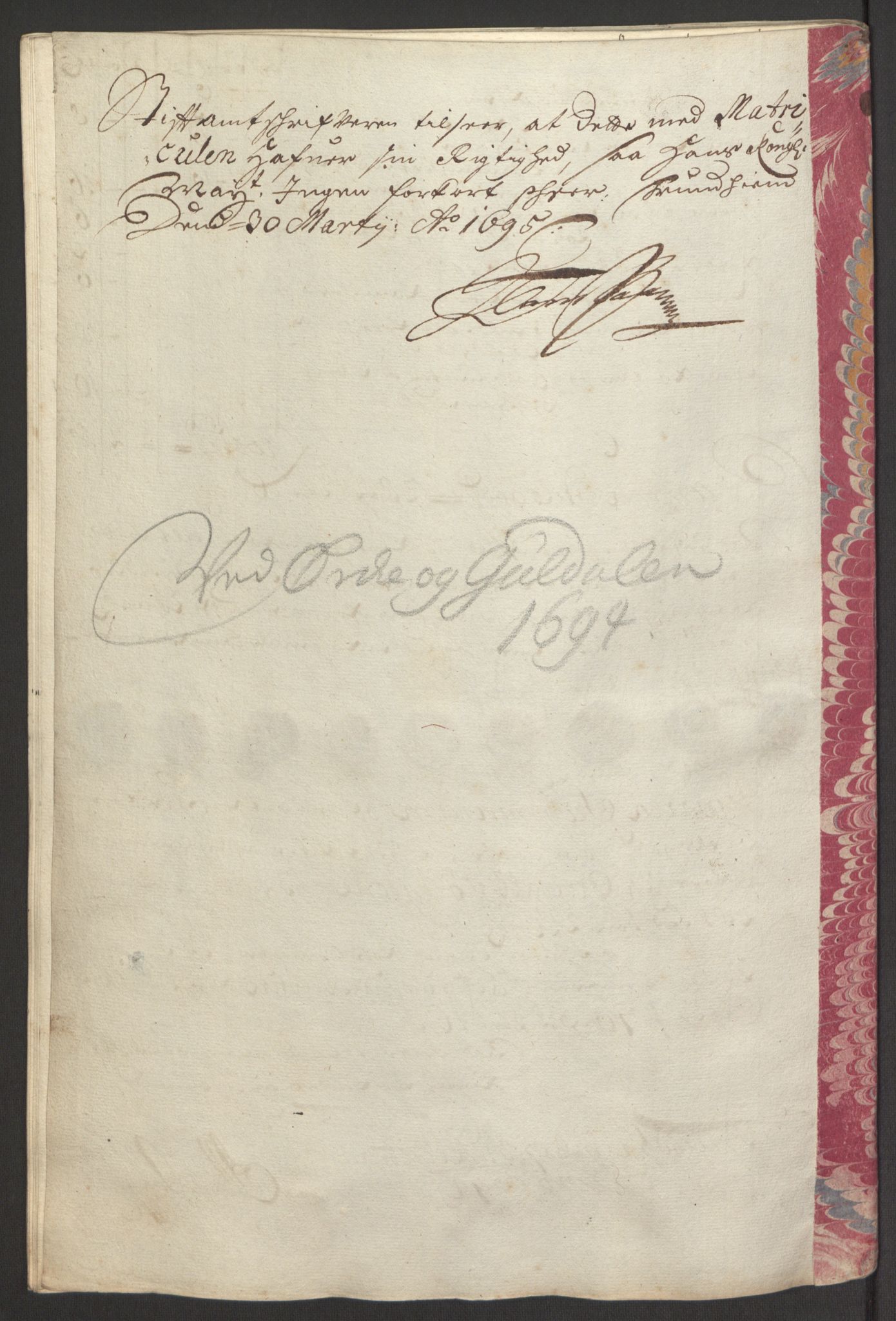 Rentekammeret inntil 1814, Reviderte regnskaper, Fogderegnskap, AV/RA-EA-4092/R60/L3944: Fogderegnskap Orkdal og Gauldal, 1694, p. 356