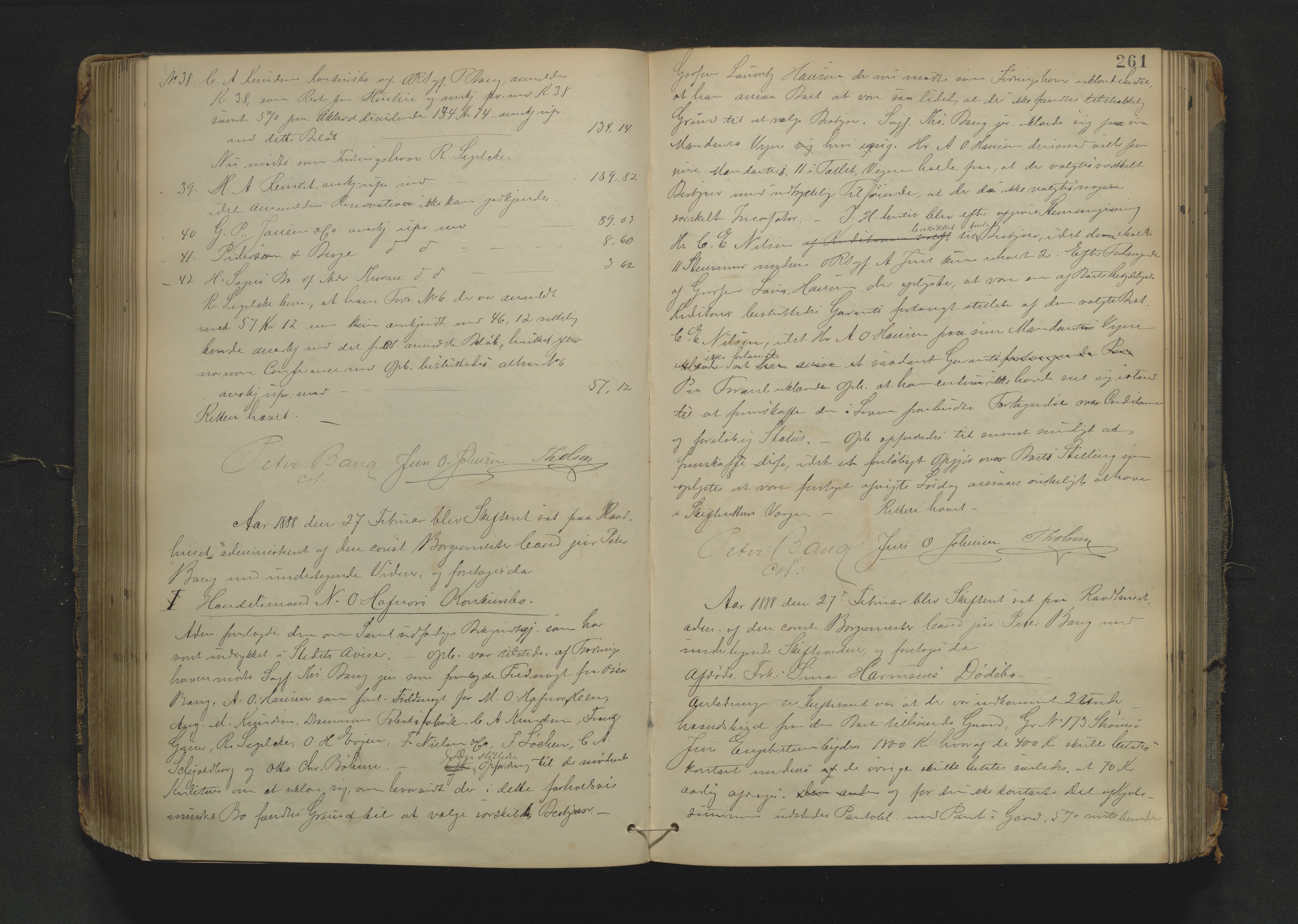 Drammen byfogd, AV/SAKO-A-222/H/Hb/Hbc/L0015: Skifteforhandlingsprotokoll. - Drammen., 1885-1890, p. 261