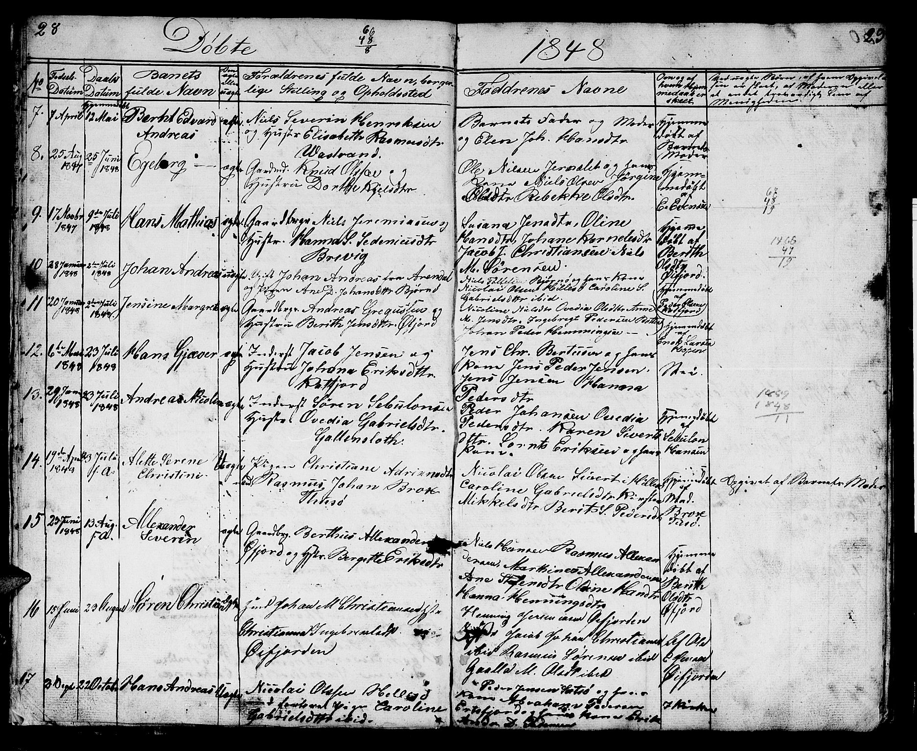 Lenvik sokneprestembete, AV/SATØ-S-1310/H/Ha/Hab/L0018klokker: Parish register (copy) no. 18, 1838-1854, p. 28-29