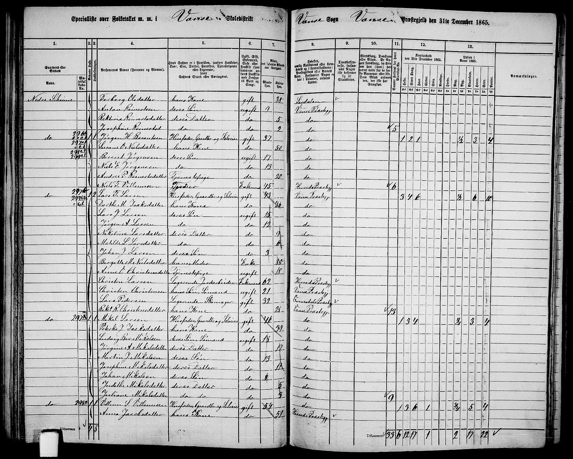 RA, 1865 census for Vanse/Vanse og Farsund, 1865, p. 80