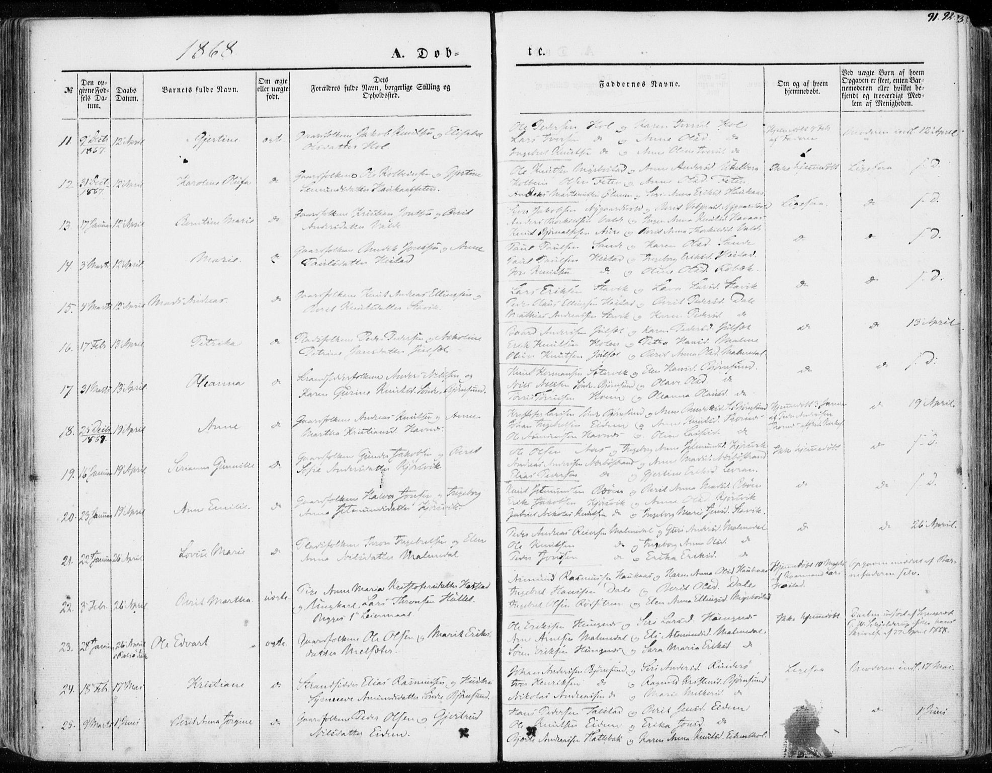 Ministerialprotokoller, klokkerbøker og fødselsregistre - Møre og Romsdal, SAT/A-1454/565/L0748: Parish register (official) no. 565A02, 1845-1872, p. 91