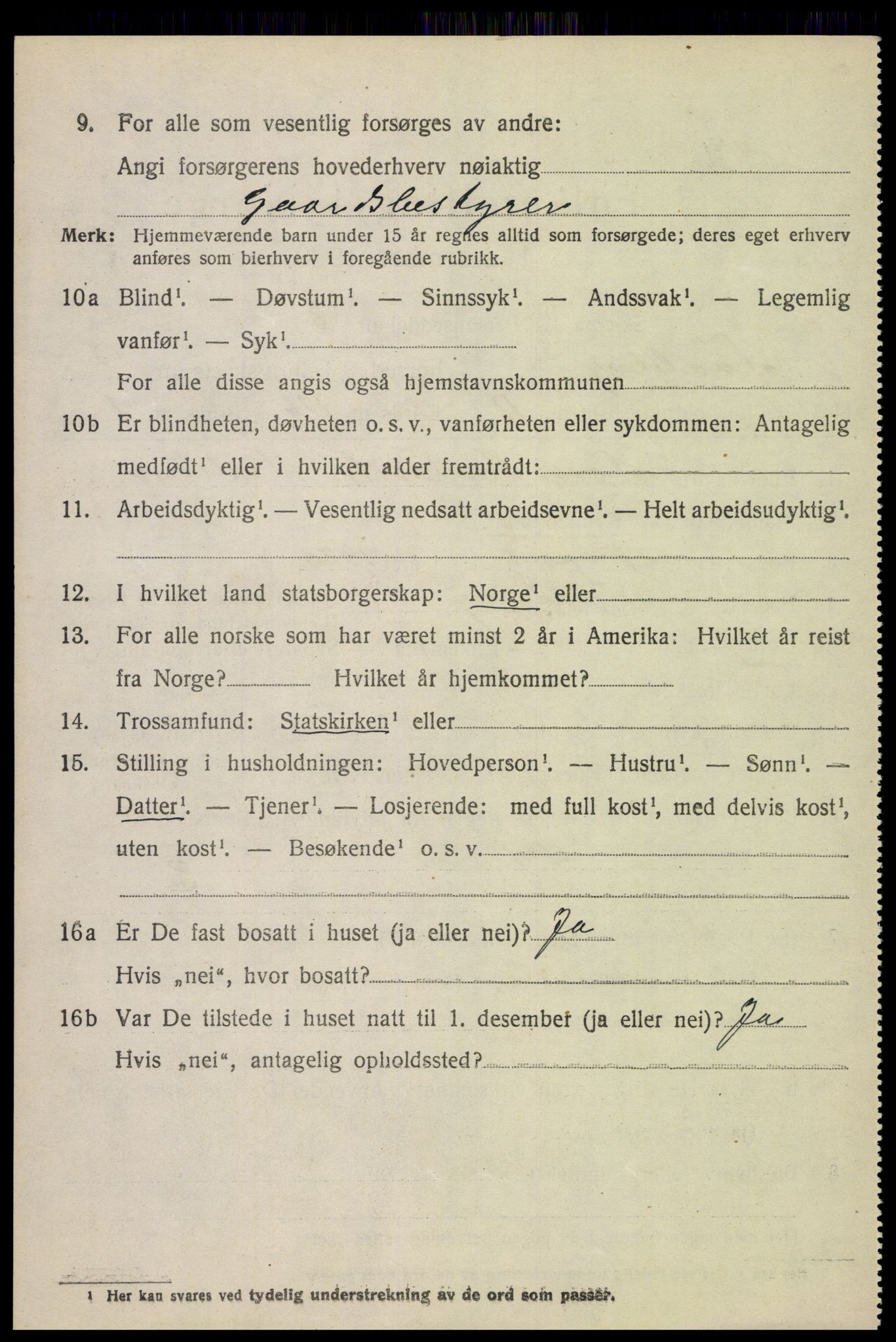SAH, 1920 census for Fåberg, 1920, p. 10139