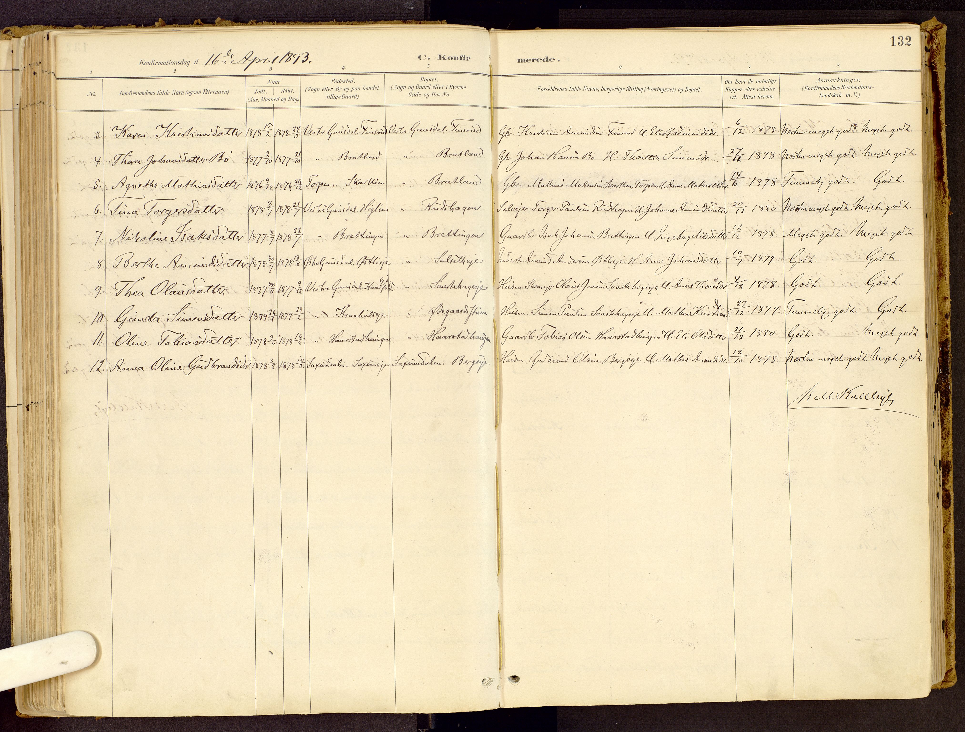 Vestre Gausdal prestekontor, SAH/PREST-094/H/Ha/Haa/L0001: Parish register (official) no. 1, 1887-1914, p. 132