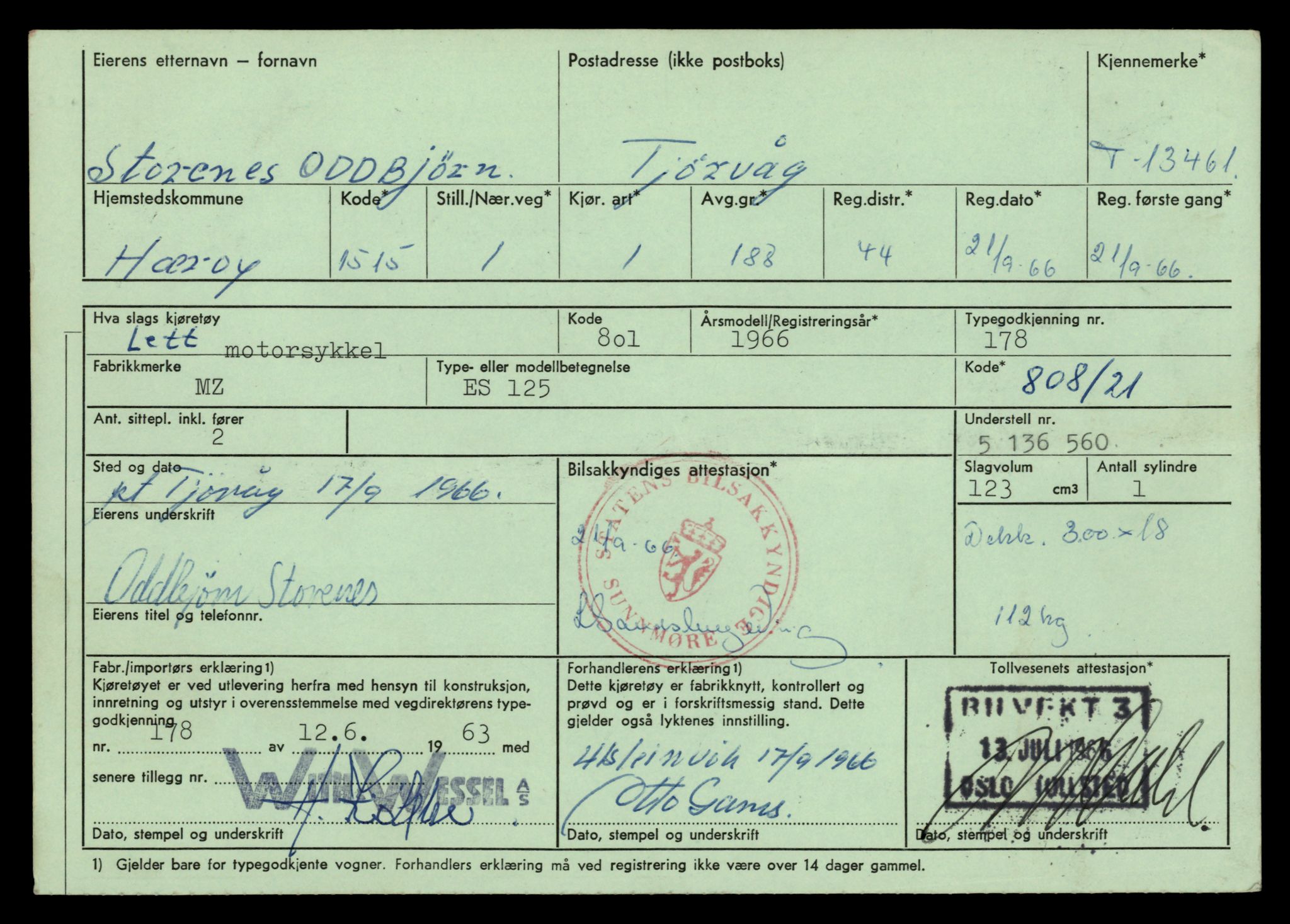 Møre og Romsdal vegkontor - Ålesund trafikkstasjon, AV/SAT-A-4099/F/Fe/L0039: Registreringskort for kjøretøy T 13361 - T 13530, 1927-1998, p. 1715