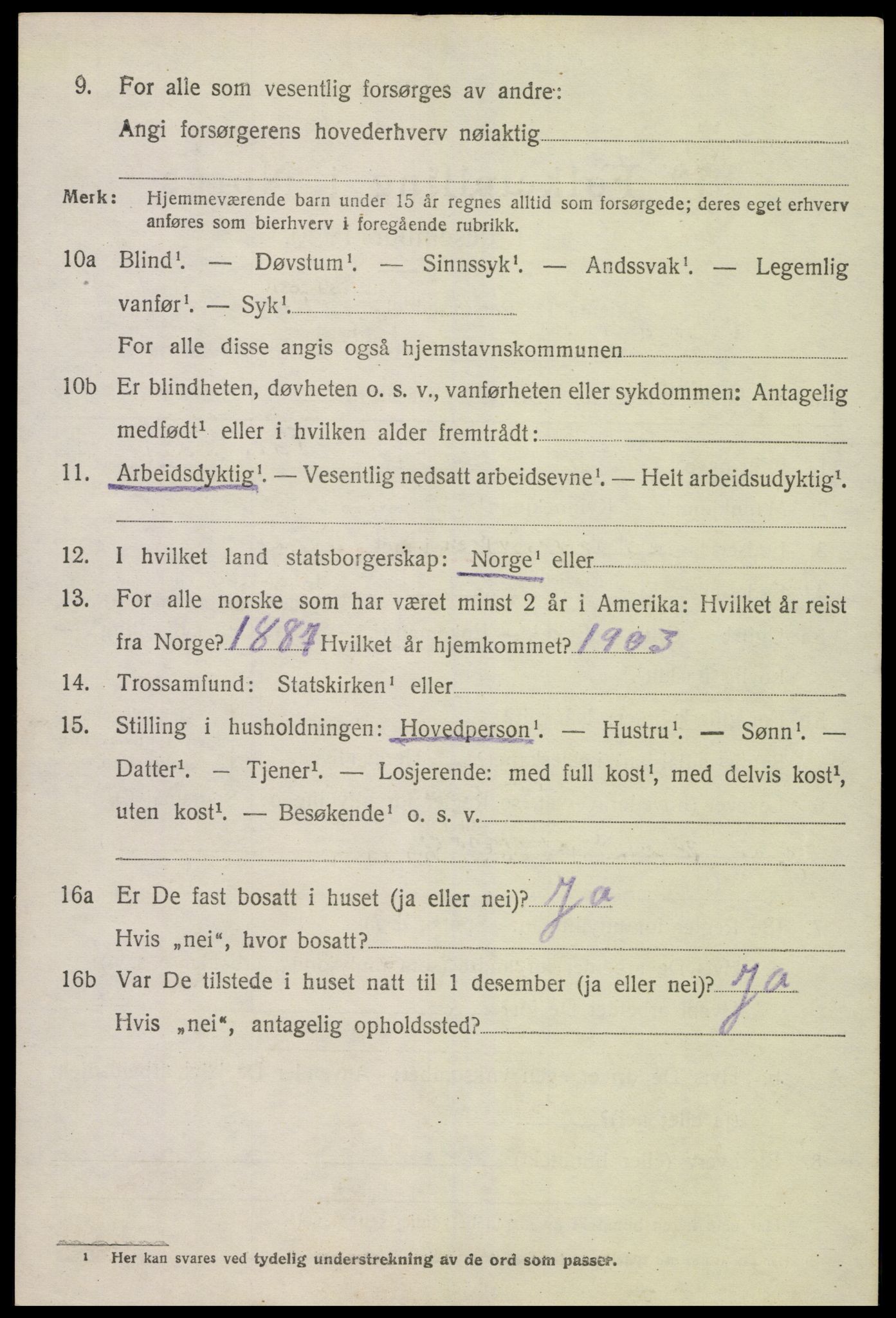 SAK, 1920 census for Stokken, 1920, p. 1903