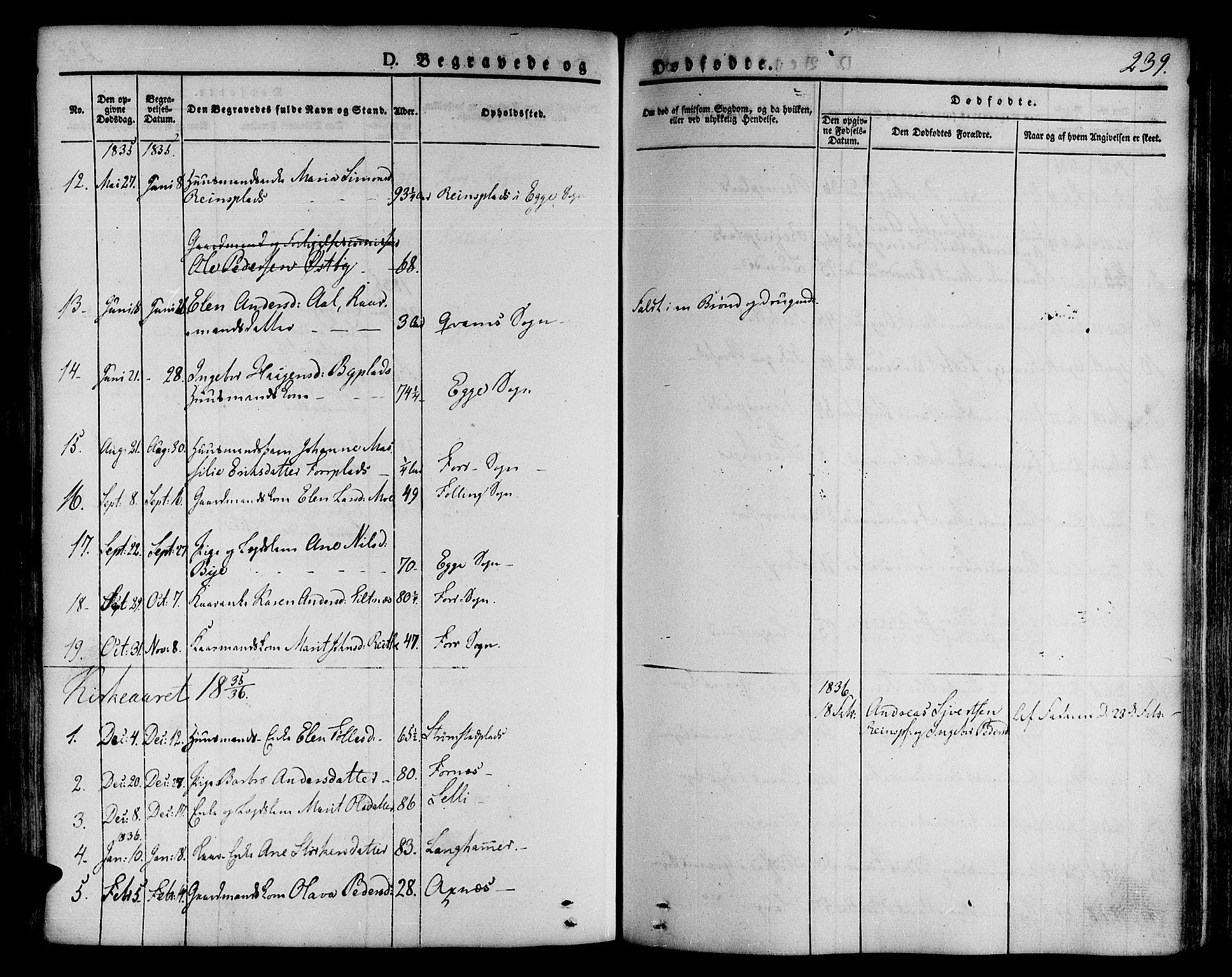 Ministerialprotokoller, klokkerbøker og fødselsregistre - Nord-Trøndelag, SAT/A-1458/746/L0445: Parish register (official) no. 746A04, 1826-1846, p. 239