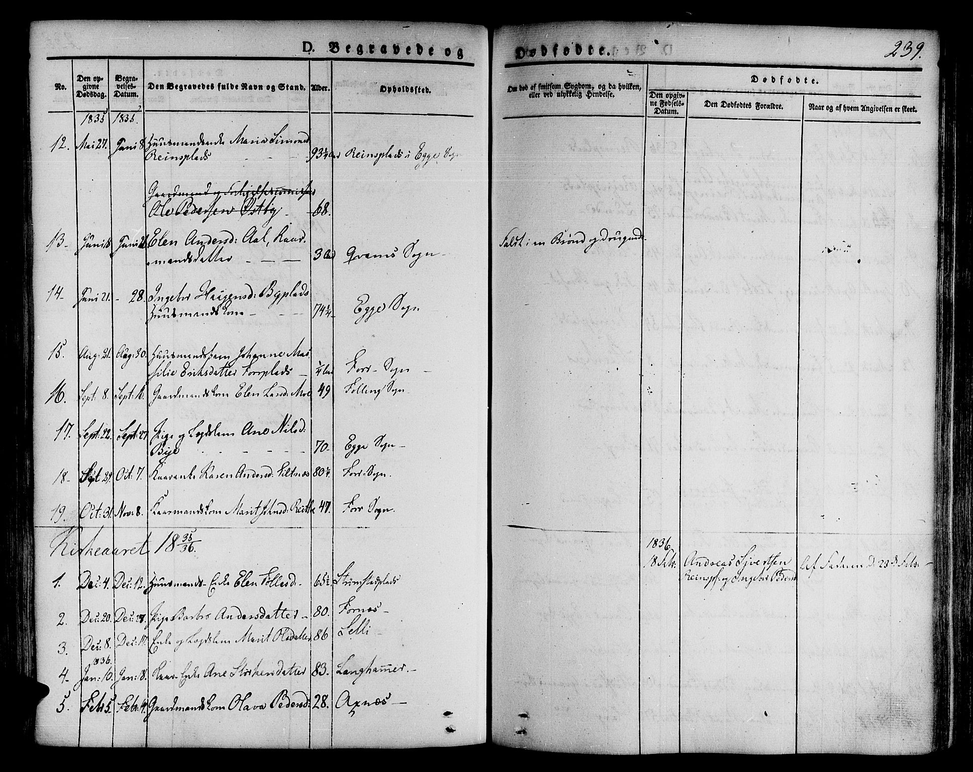 Ministerialprotokoller, klokkerbøker og fødselsregistre - Nord-Trøndelag, AV/SAT-A-1458/746/L0445: Parish register (official) no. 746A04, 1826-1846, p. 239