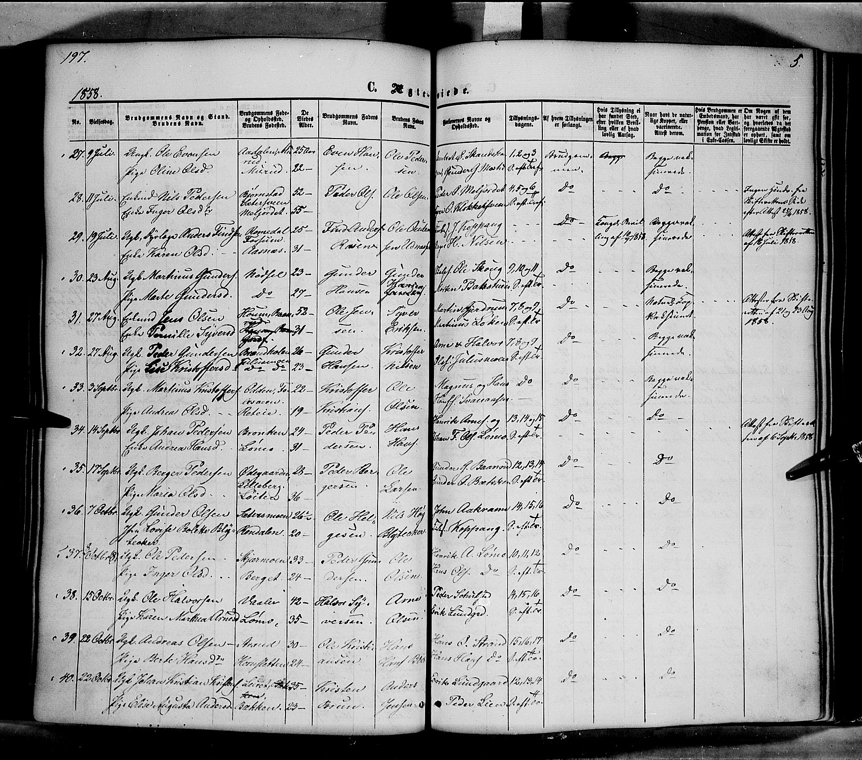 Elverum prestekontor, SAH/PREST-044/H/Ha/Haa/L0010: Parish register (official) no. 10, 1857-1868, p. 197