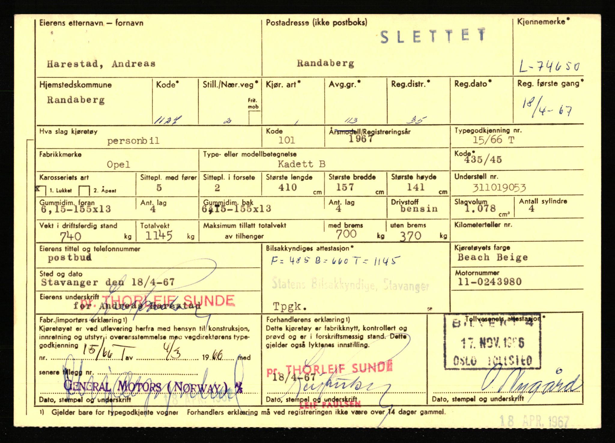 Stavanger trafikkstasjon, AV/SAST-A-101942/0/F/L0067: L-71600 - L-74999, 1930-1971, p. 2108