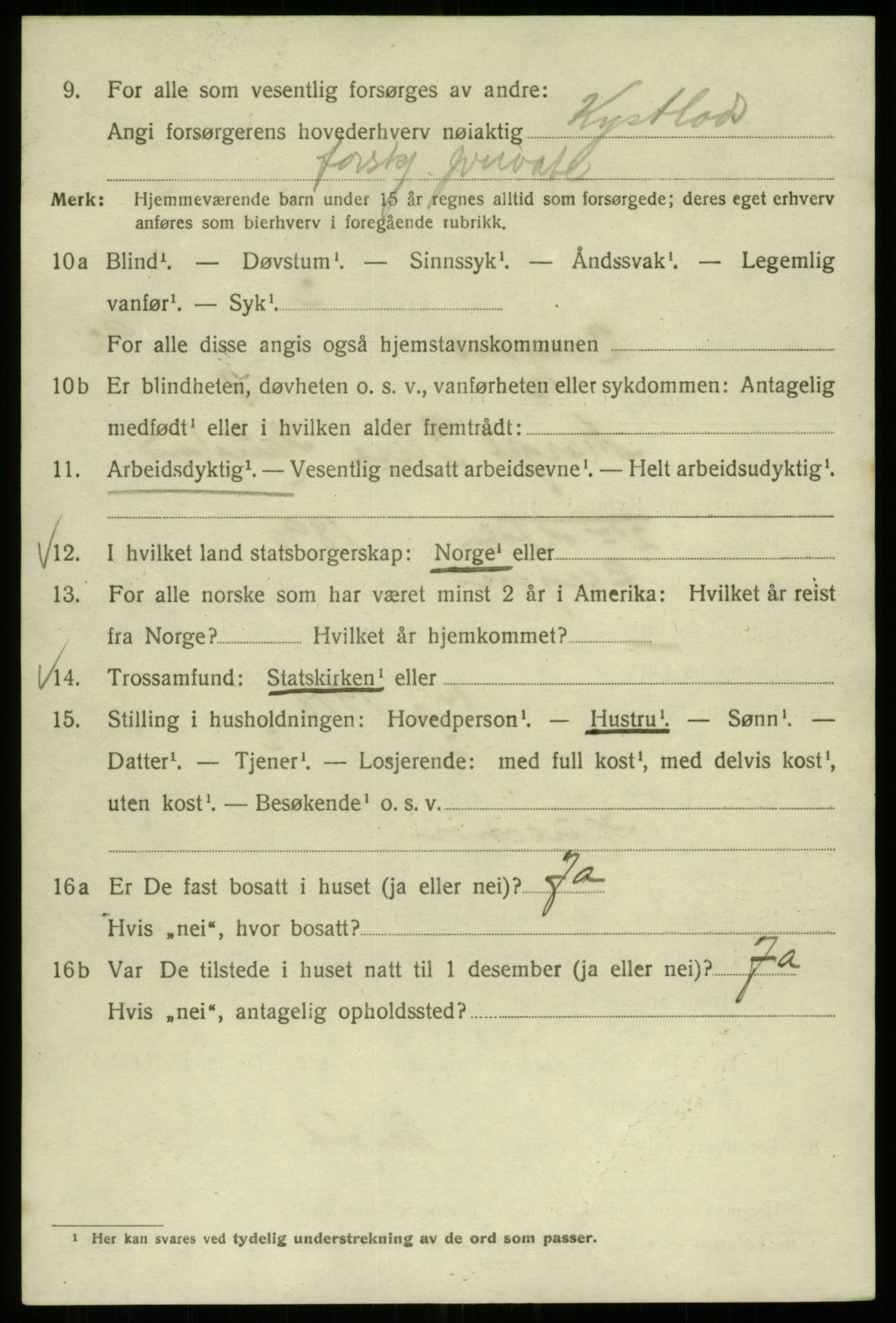 SAB, 1920 census for Bergen, 1920, p. 165516