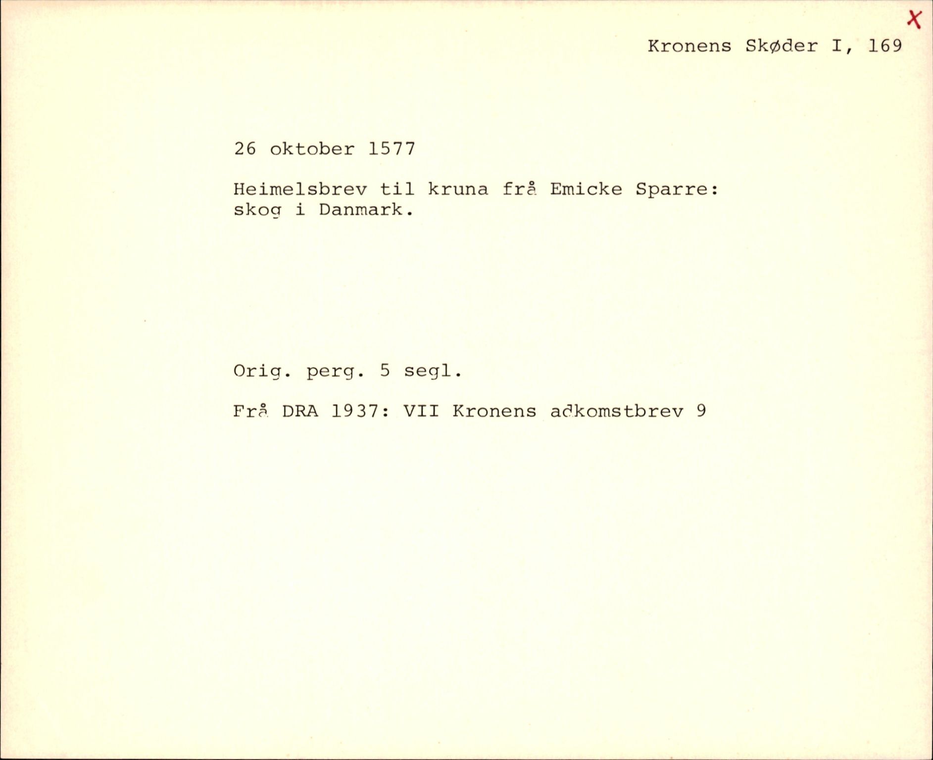 Riksarkivets diplomsamling, AV/RA-EA-5965/F35/F35f/L0002: Regestsedler: Diplomer fra DRA 1937 og 1996, p. 387