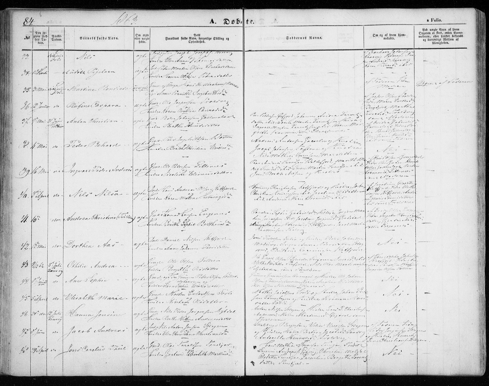 Lenvik sokneprestembete, AV/SATØ-S-1310/H/Ha/Haa/L0007kirke: Parish register (official) no. 7, 1855-1865, p. 84