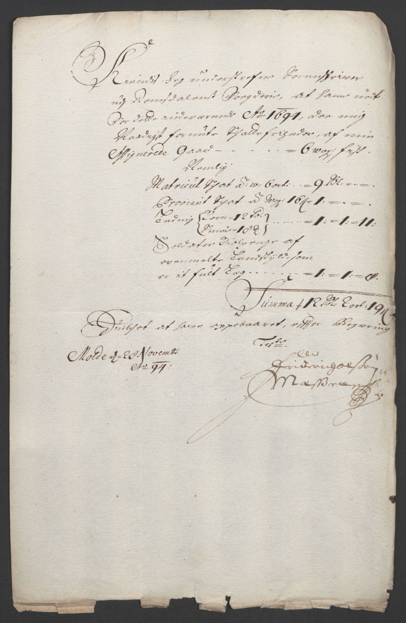 Rentekammeret inntil 1814, Reviderte regnskaper, Fogderegnskap, AV/RA-EA-4092/R55/L3651: Fogderegnskap Romsdal, 1693-1694, p. 292