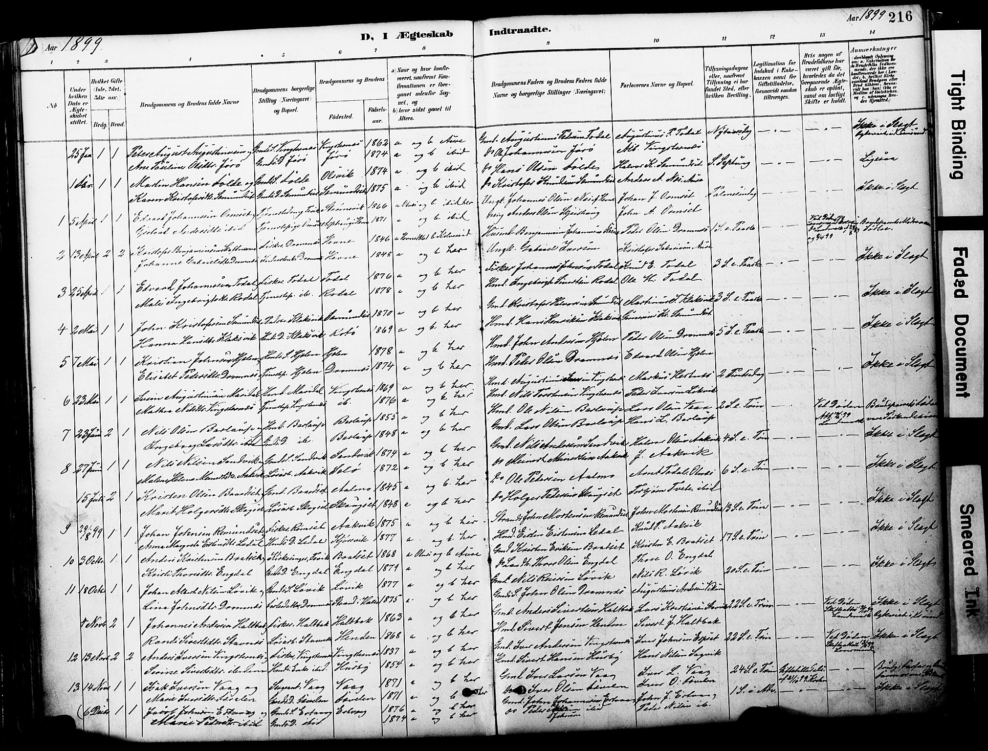 Ministerialprotokoller, klokkerbøker og fødselsregistre - Møre og Romsdal, AV/SAT-A-1454/578/L0907: Parish register (official) no. 578A06, 1887-1904, p. 216