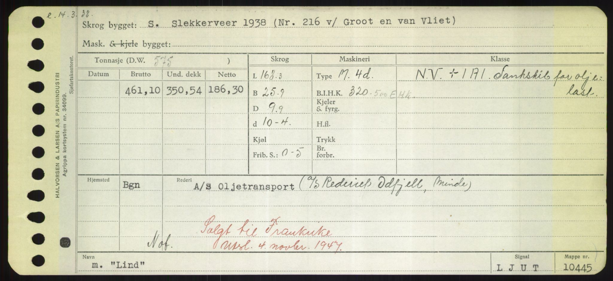 Sjøfartsdirektoratet med forløpere, Skipsmålingen, RA/S-1627/H/Hd/L0023: Fartøy, Lia-Løv, p. 113