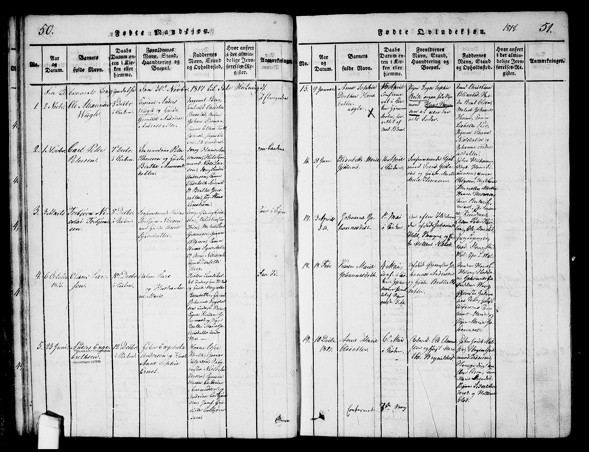 Halden prestekontor Kirkebøker, SAO/A-10909/G/Ga/L0001: Parish register (copy) no. 1, 1815-1833, p. 50-51