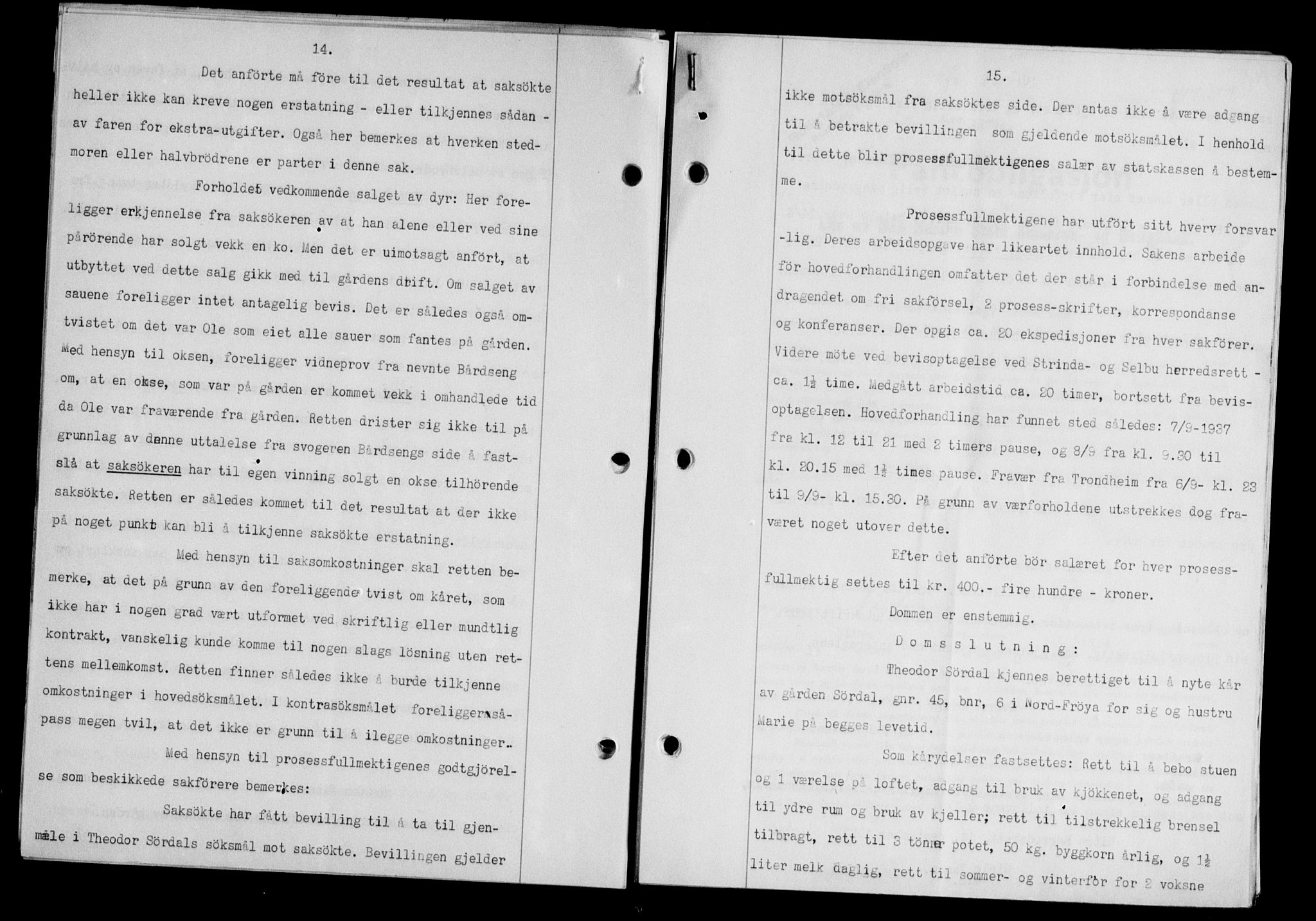 Hitra sorenskriveri, AV/SAT-A-0018/2/2C/2Ca/L0028: Mortgage book no. B-1, 1936-1939, Diary no: : 945/1937