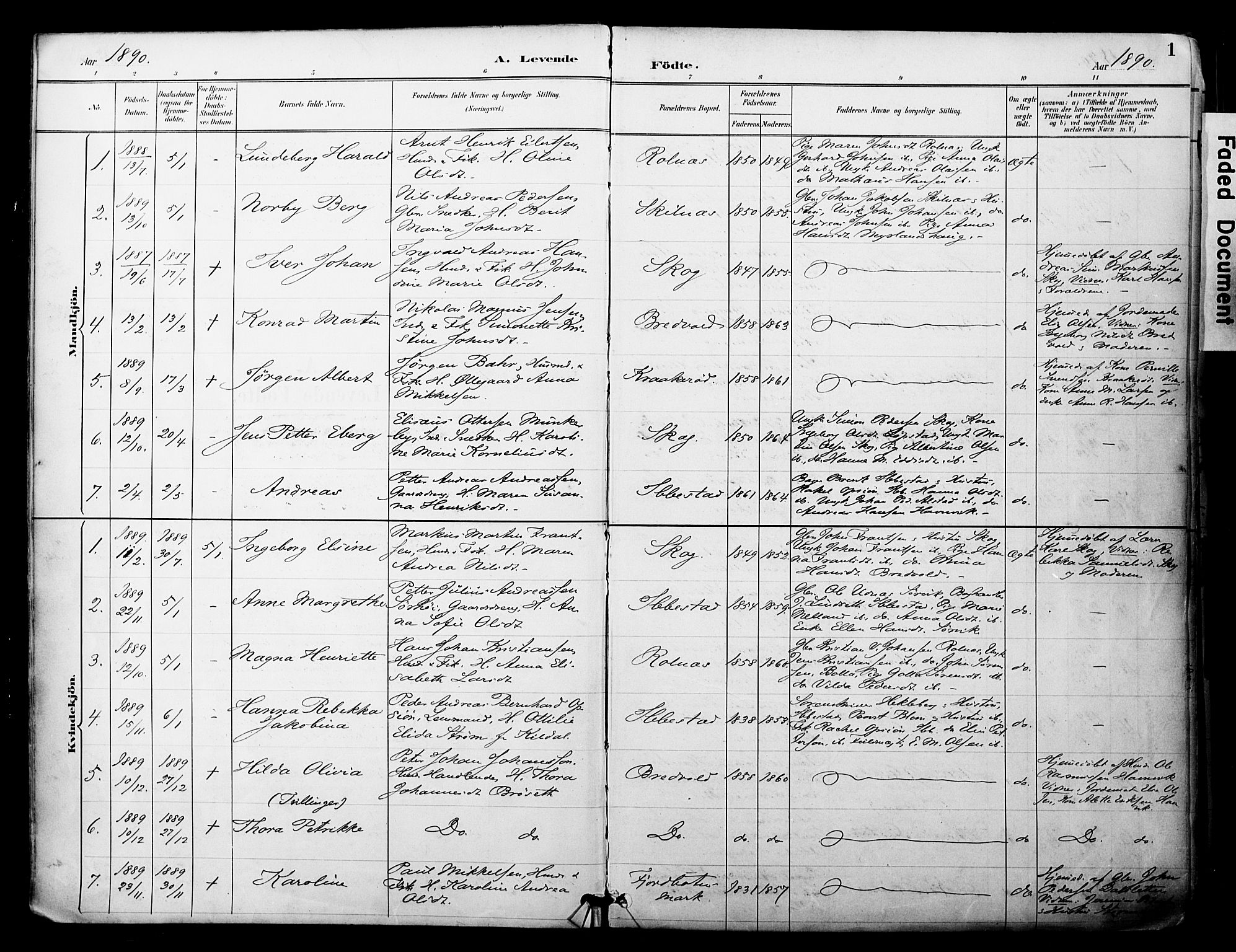 Ibestad sokneprestembete, AV/SATØ-S-0077/H/Ha/Haa/L0012kirke: Parish register (official) no. 12, 1890-1900, p. 1