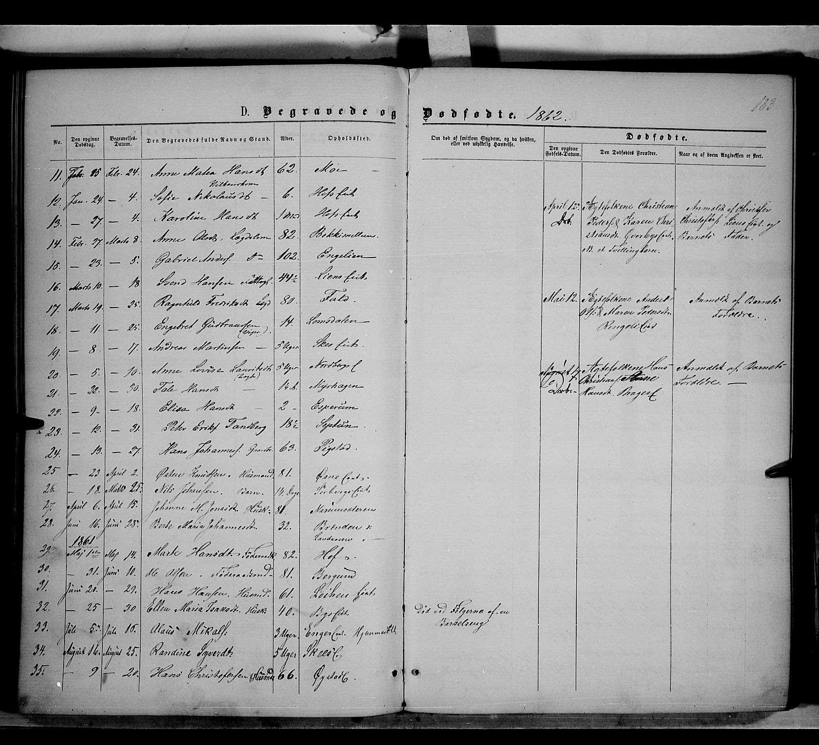 Søndre Land prestekontor, AV/SAH-PREST-122/K/L0001: Parish register (official) no. 1, 1860-1877, p. 183