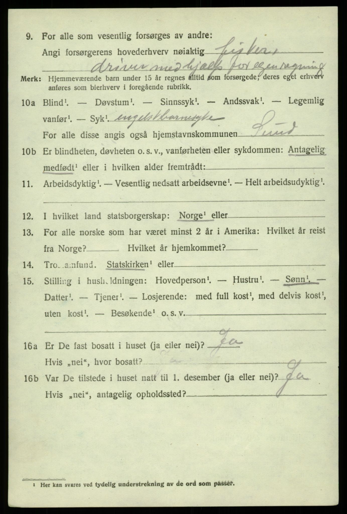 SAB, 1920 census for Sund, 1920, p. 6048