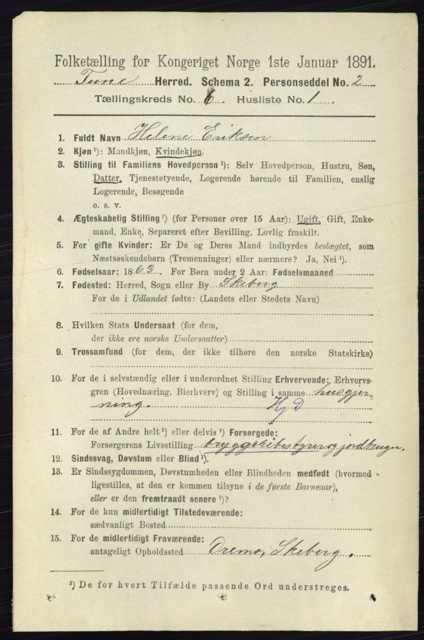 RA, 1891 census for 0130 Tune, 1891, p. 4097