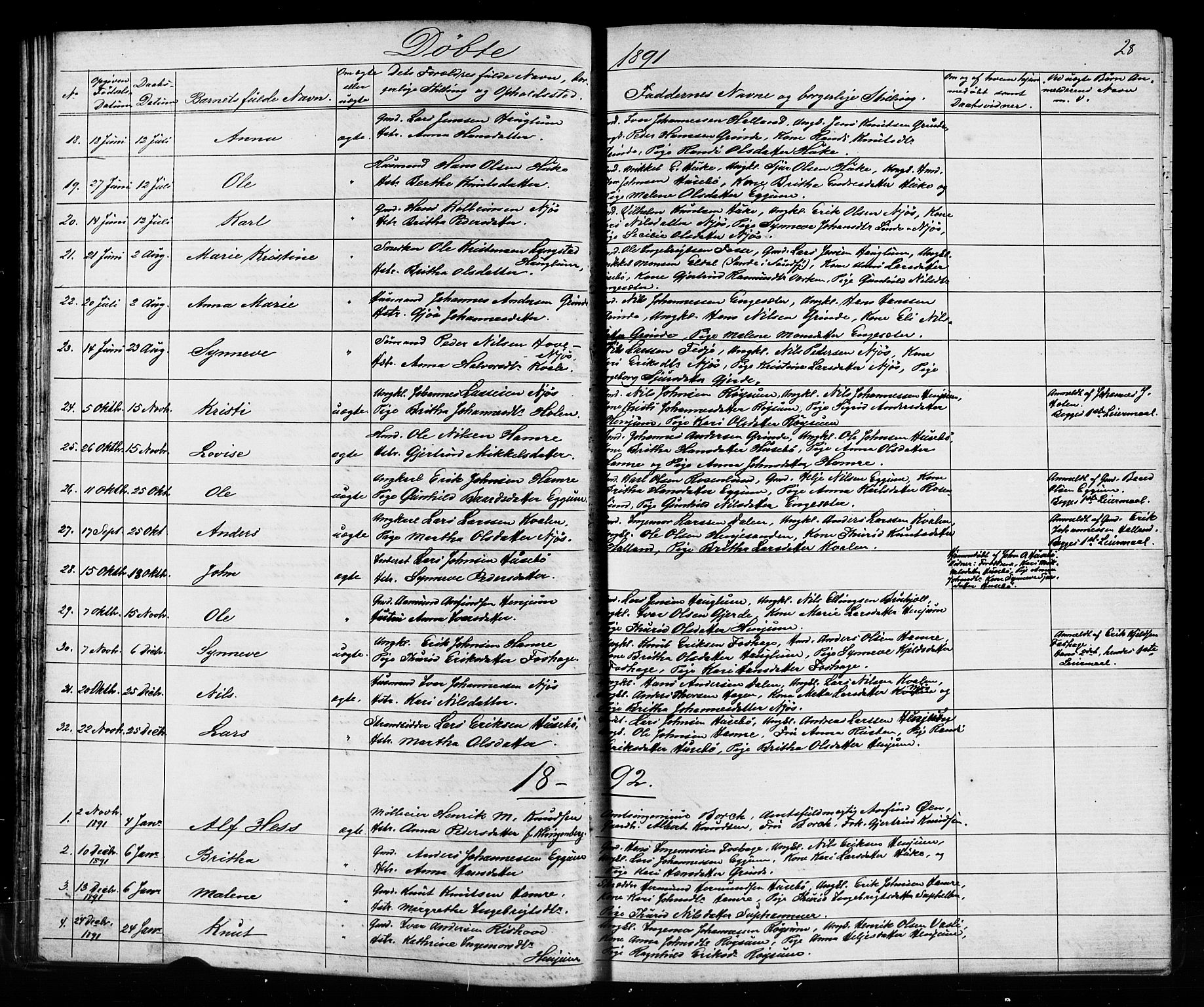 Leikanger sokneprestembete, AV/SAB-A-81001/H/Hab/Haba/L0001: Parish register (copy) no. A 1, 1873-1916, p. 28