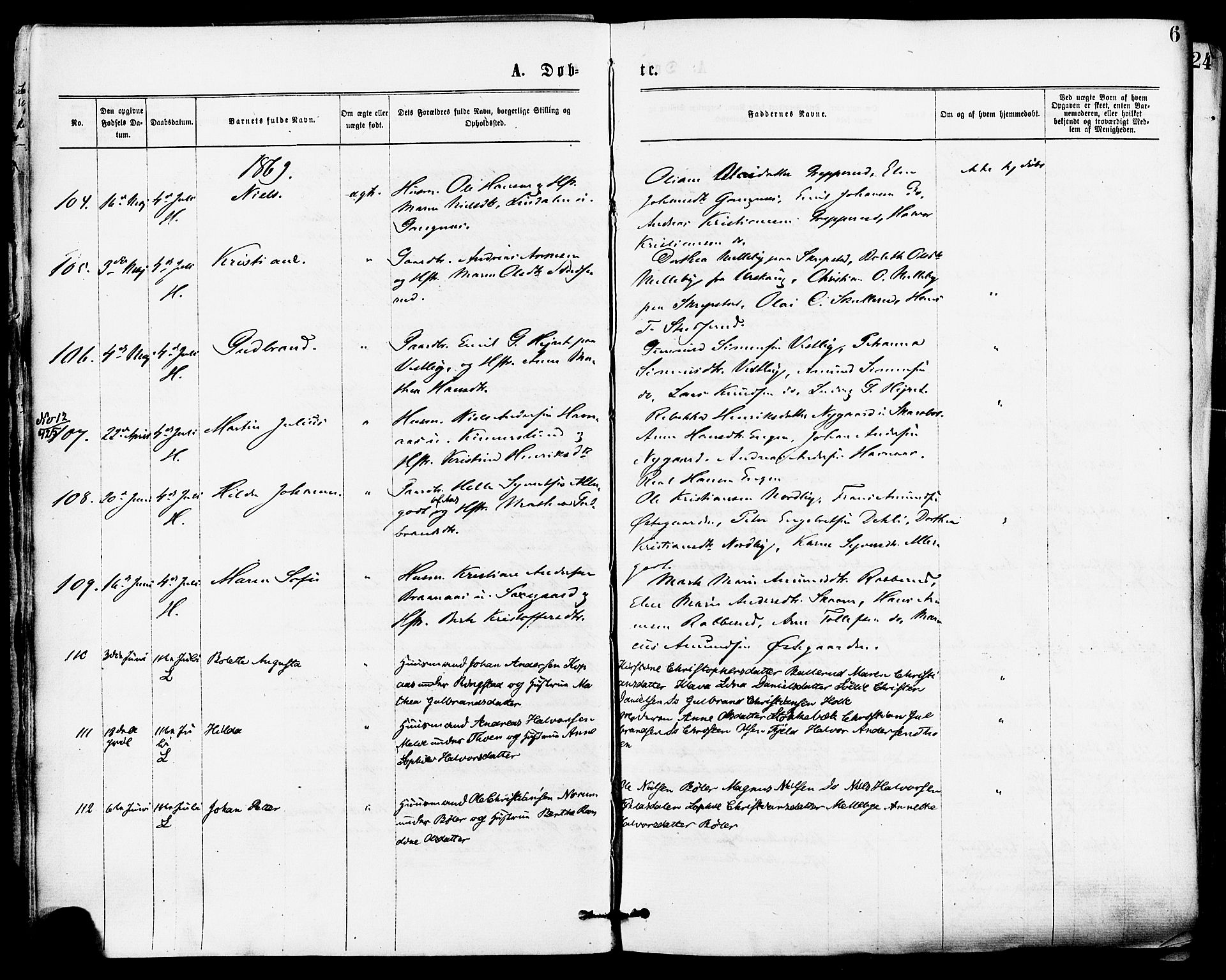 Høland prestekontor Kirkebøker, AV/SAO-A-10346a/F/Fa/L0012.a: Parish register (official) no. I 12A, 1869-1879, p. 6