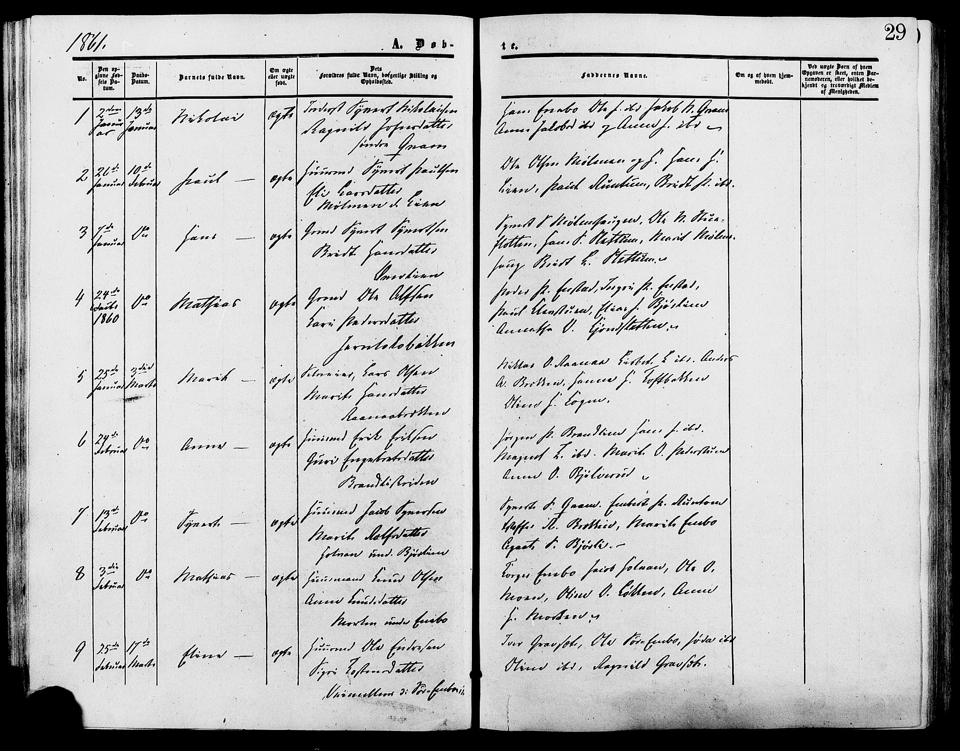 Lesja prestekontor, SAH/PREST-068/H/Ha/Haa/L0009: Parish register (official) no. 9, 1854-1889, p. 29