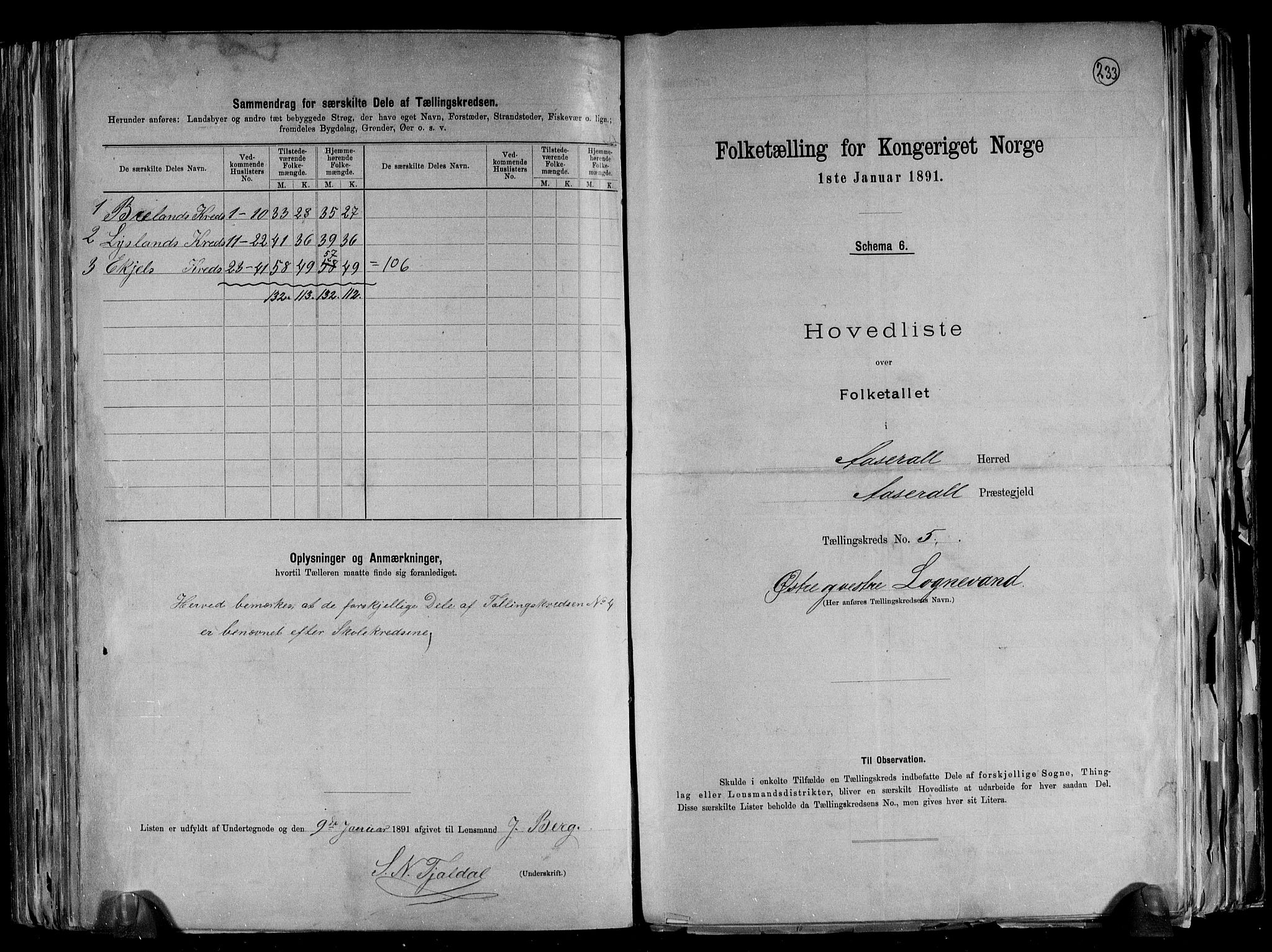 RA, 1891 census for 1026 Åseral, 1891, p. 12