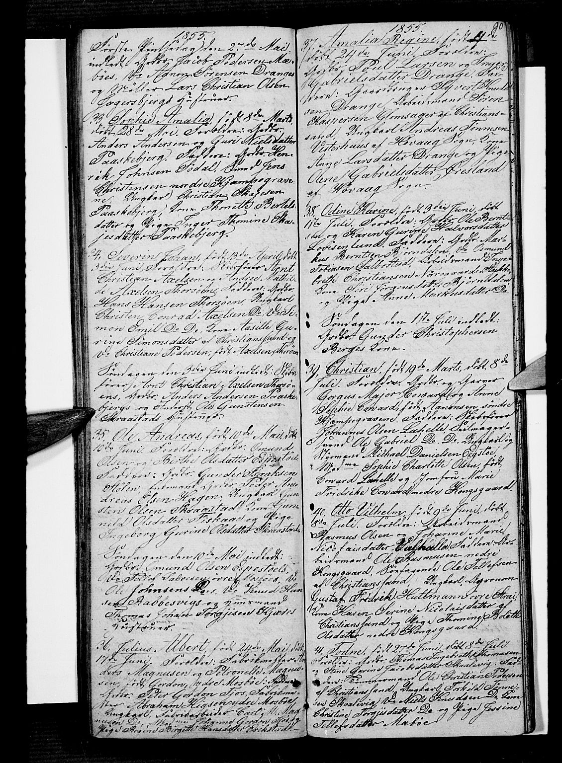Oddernes sokneprestkontor, SAK/1111-0033/F/Fb/Fba/L0005: Parish register (copy) no. B 5, 1846-1859, p. 90