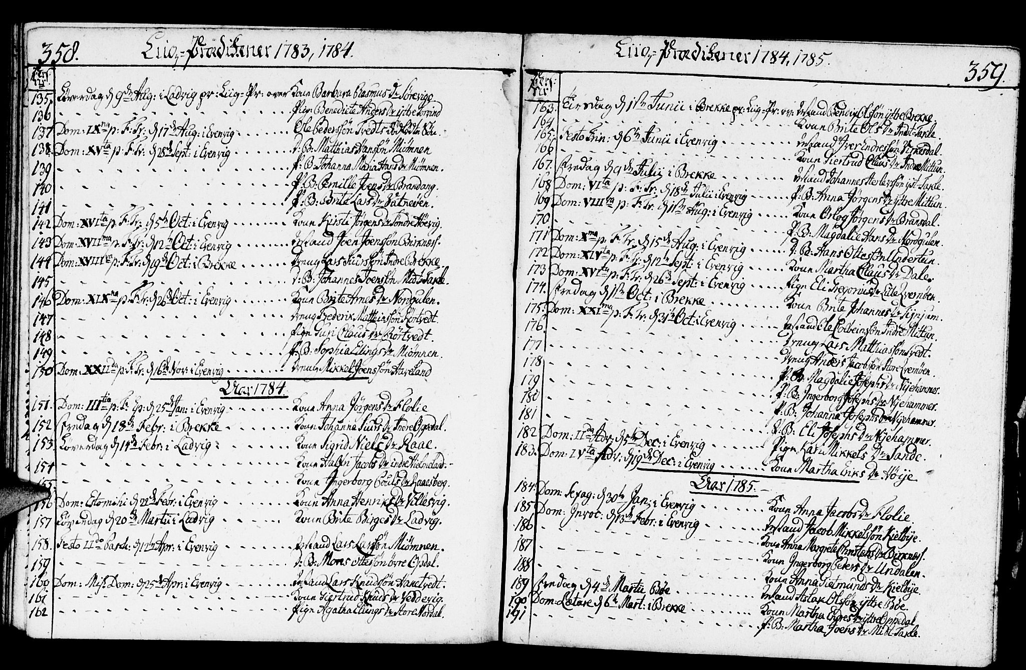 Gulen sokneprestembete, SAB/A-80201/H/Haa/Haaa/L0014: Parish register (official) no. A 14, 1779-1788, p. 358-359