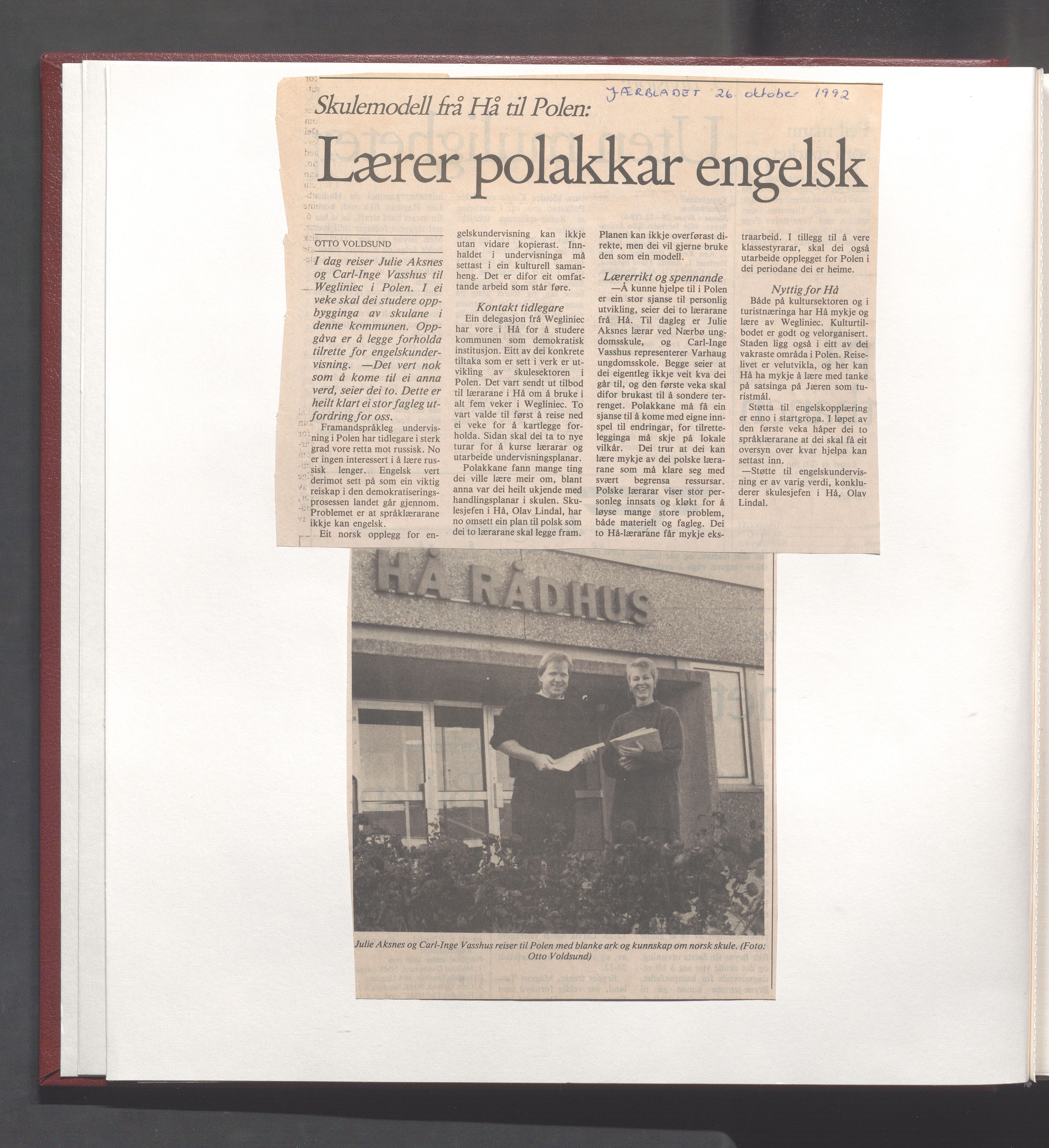 Hå kommune - Kulturetaten, IKAR/A-304/Ub/Ubc/L0006: Avisutklipp - Diverse og Hå gamle prestegard Løa, 1992-1993