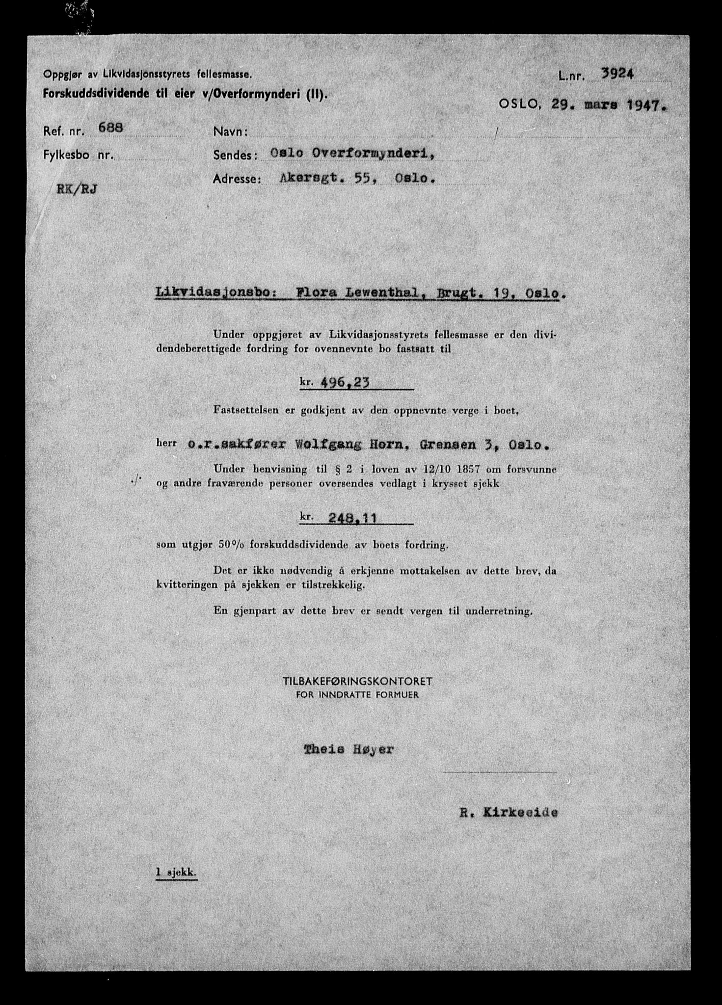 Justisdepartementet, Tilbakeføringskontoret for inndratte formuer, RA/S-1564/H/Hc/Hcc/L0956: --, 1945-1947, p. 425