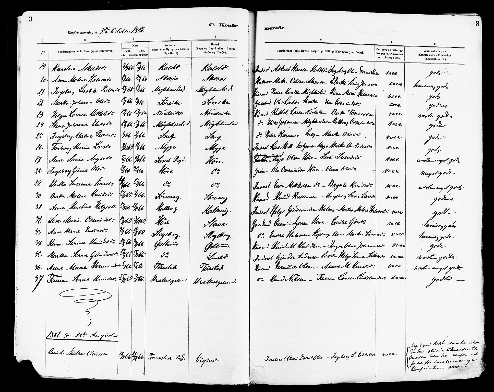 Avaldsnes sokneprestkontor, AV/SAST-A -101851/H/Ha/Haa/L0015: Parish register (official) no. A 15, 1880-1906, p. 3