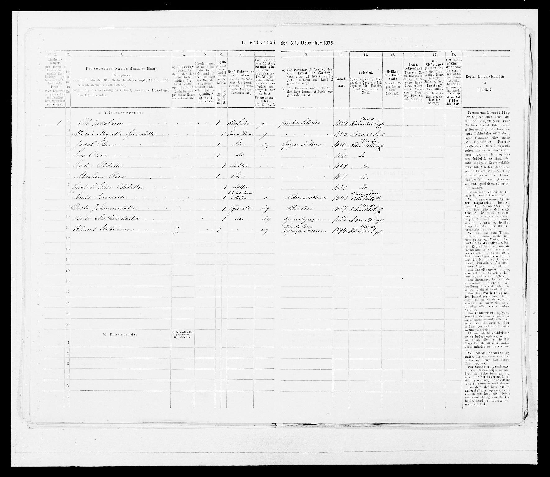 SAB, 1875 census for 1429P Ytre Holmedal, 1875, p. 60