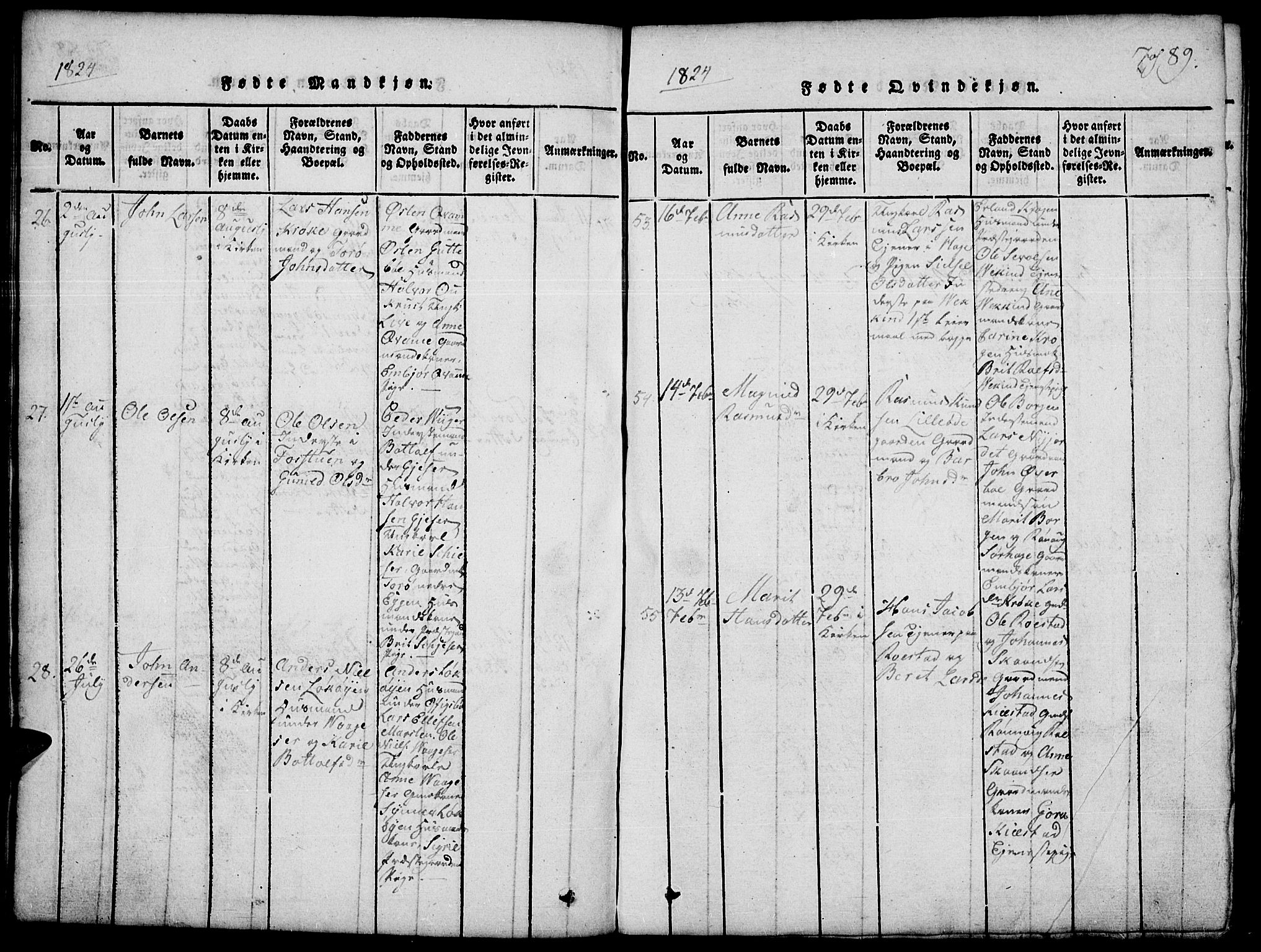 Lom prestekontor, SAH/PREST-070/L/L0001: Parish register (copy) no. 1, 1815-1836, p. 89