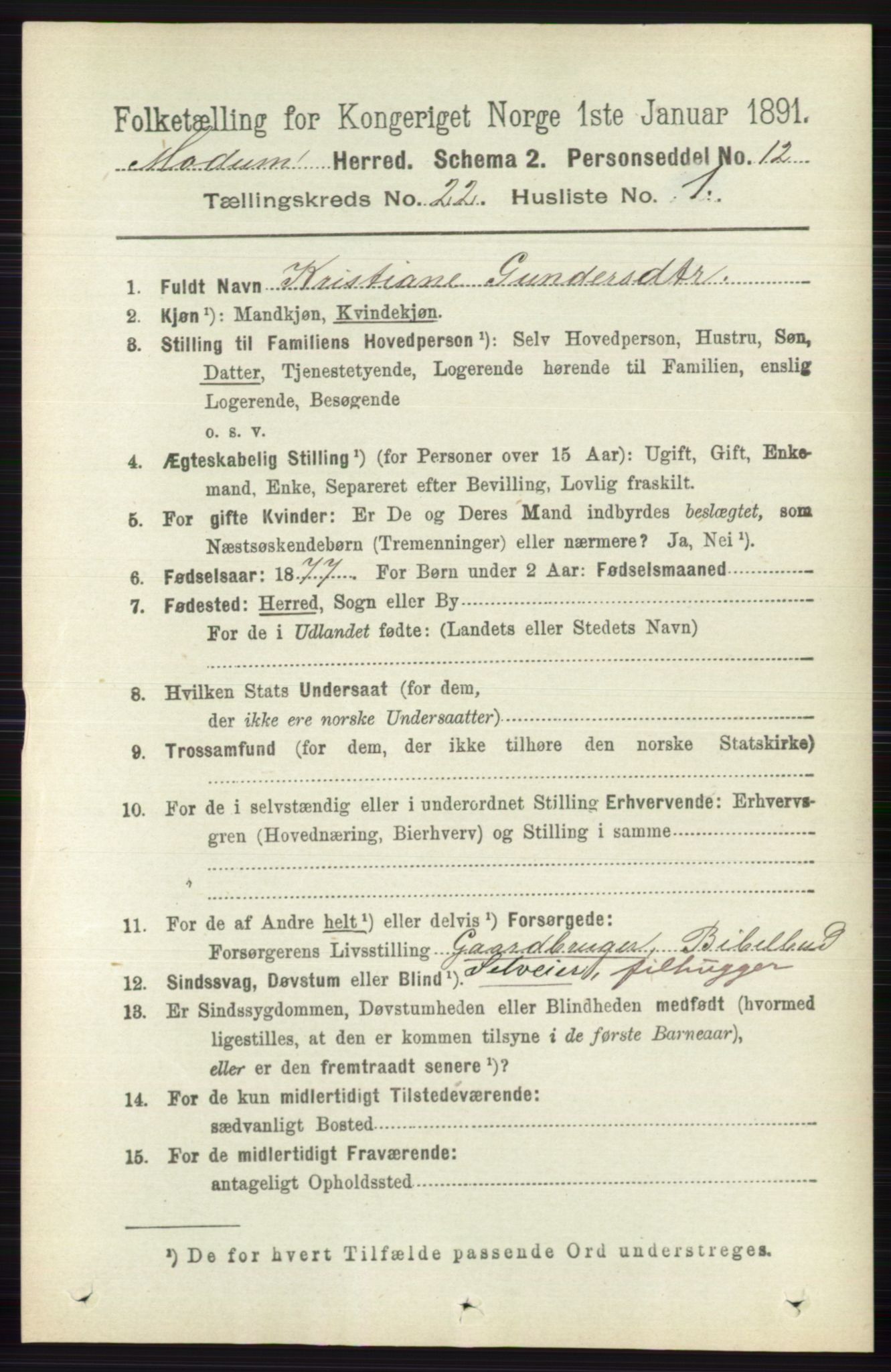 RA, 1891 census for 0623 Modum, 1891, p. 8400