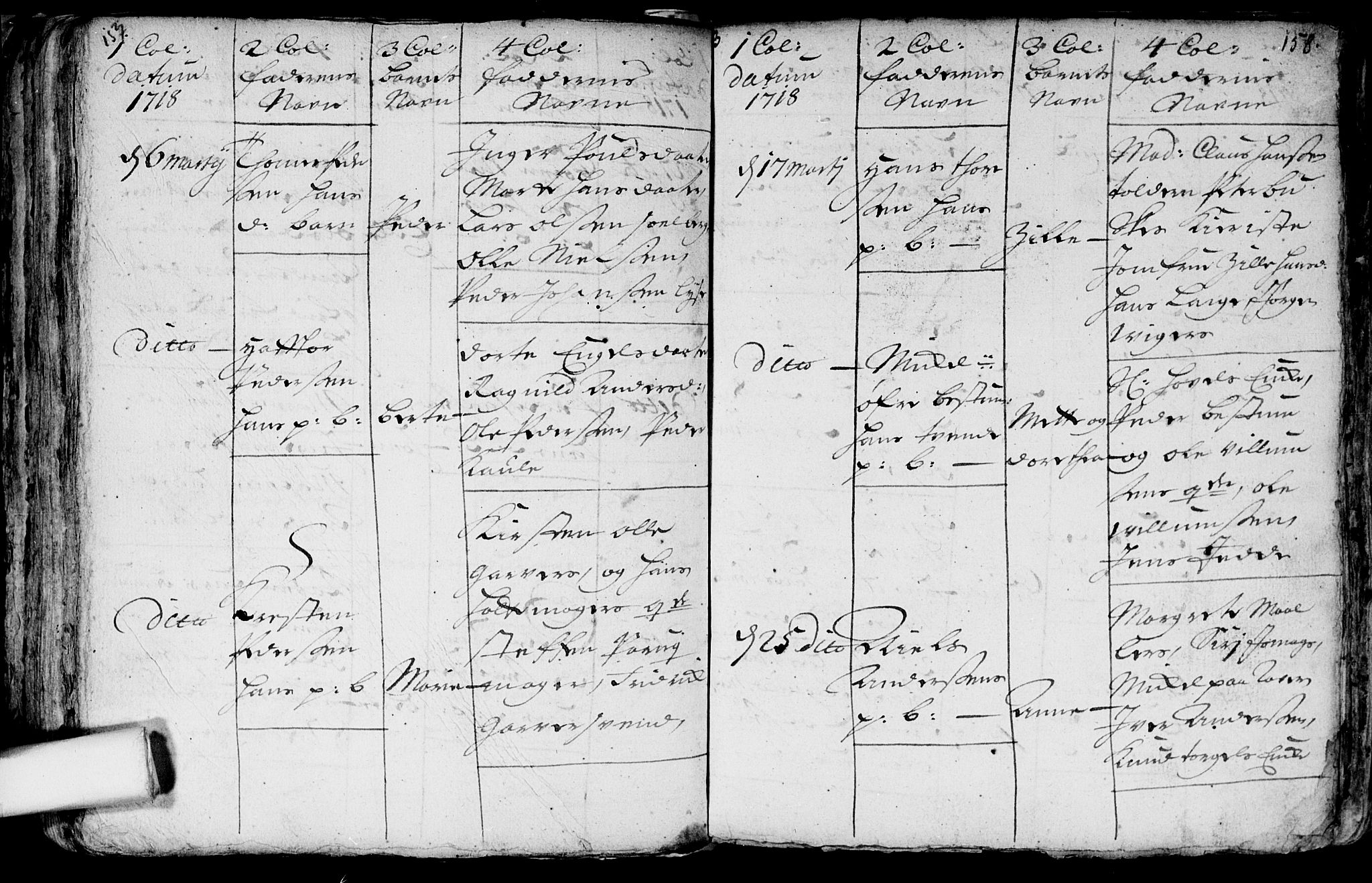 Aker prestekontor kirkebøker, AV/SAO-A-10861/F/L0002: Parish register (official) no. 2, 1714-1720, p. 157-158