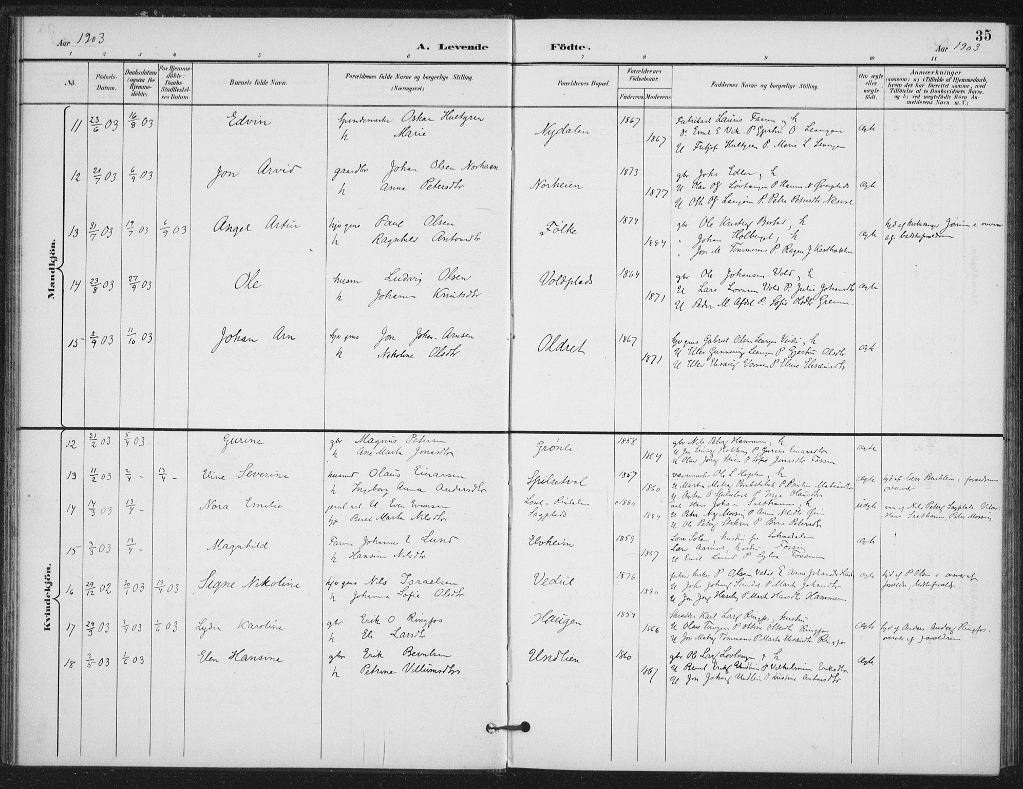 Ministerialprotokoller, klokkerbøker og fødselsregistre - Nord-Trøndelag, AV/SAT-A-1458/714/L0131: Parish register (official) no. 714A02, 1896-1918, p. 35