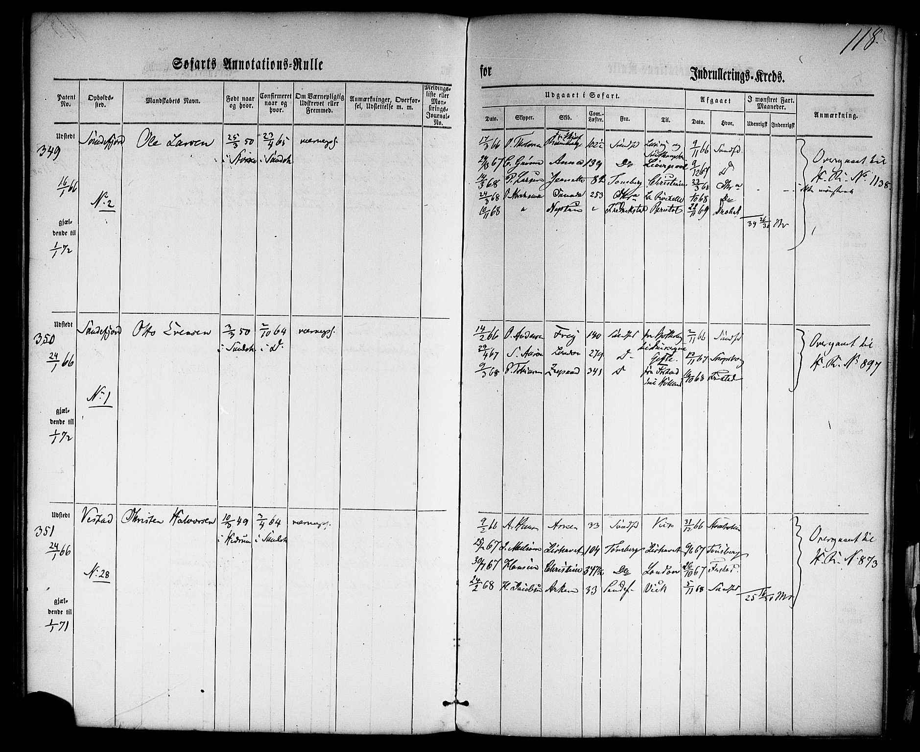 Sandefjord innrulleringskontor, AV/SAKO-A-788/F/Fa/L0001: Annotasjonsrulle, 1860-1868, p. 142