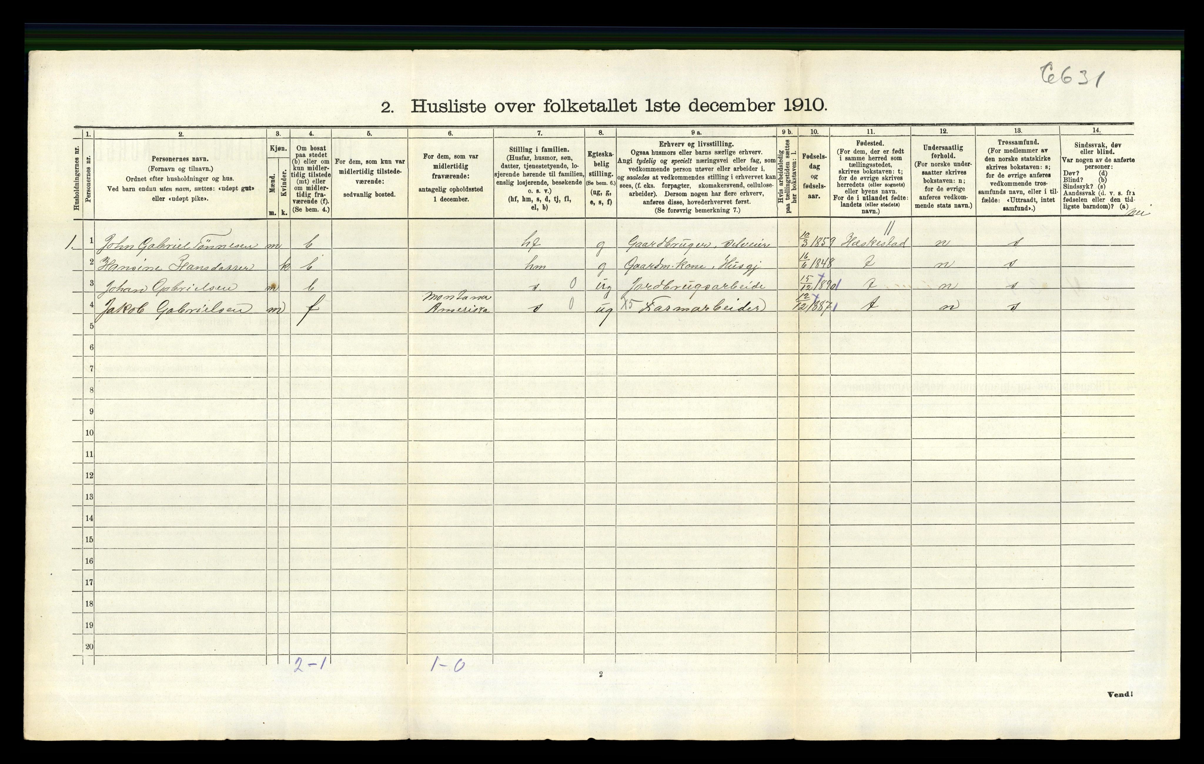 RA, 1910 census for Sokndal, 1910, p. 957