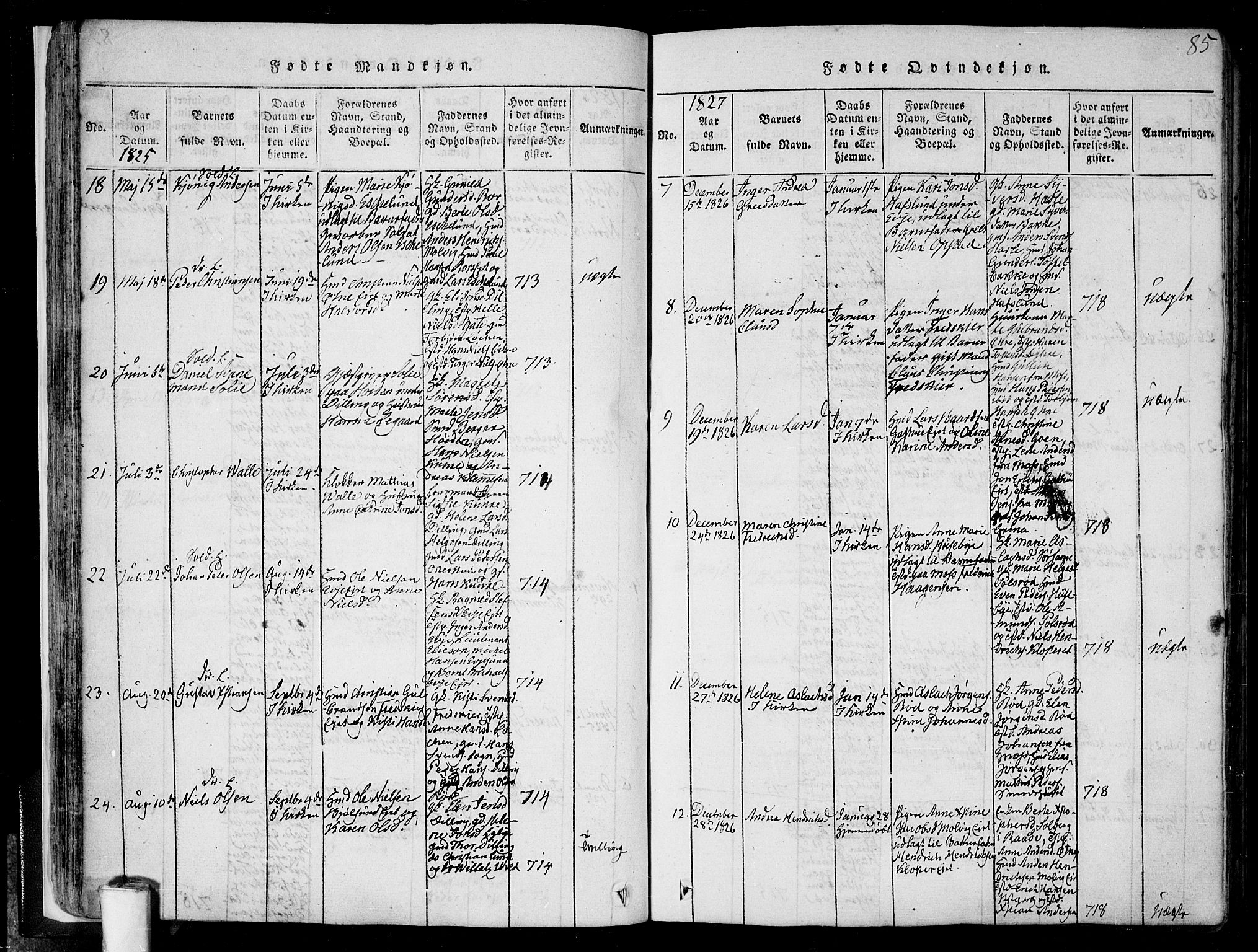 Rygge prestekontor Kirkebøker, AV/SAO-A-10084b/F/Fa/L0003: Parish register (official) no. 3, 1814-1836, p. 84-85