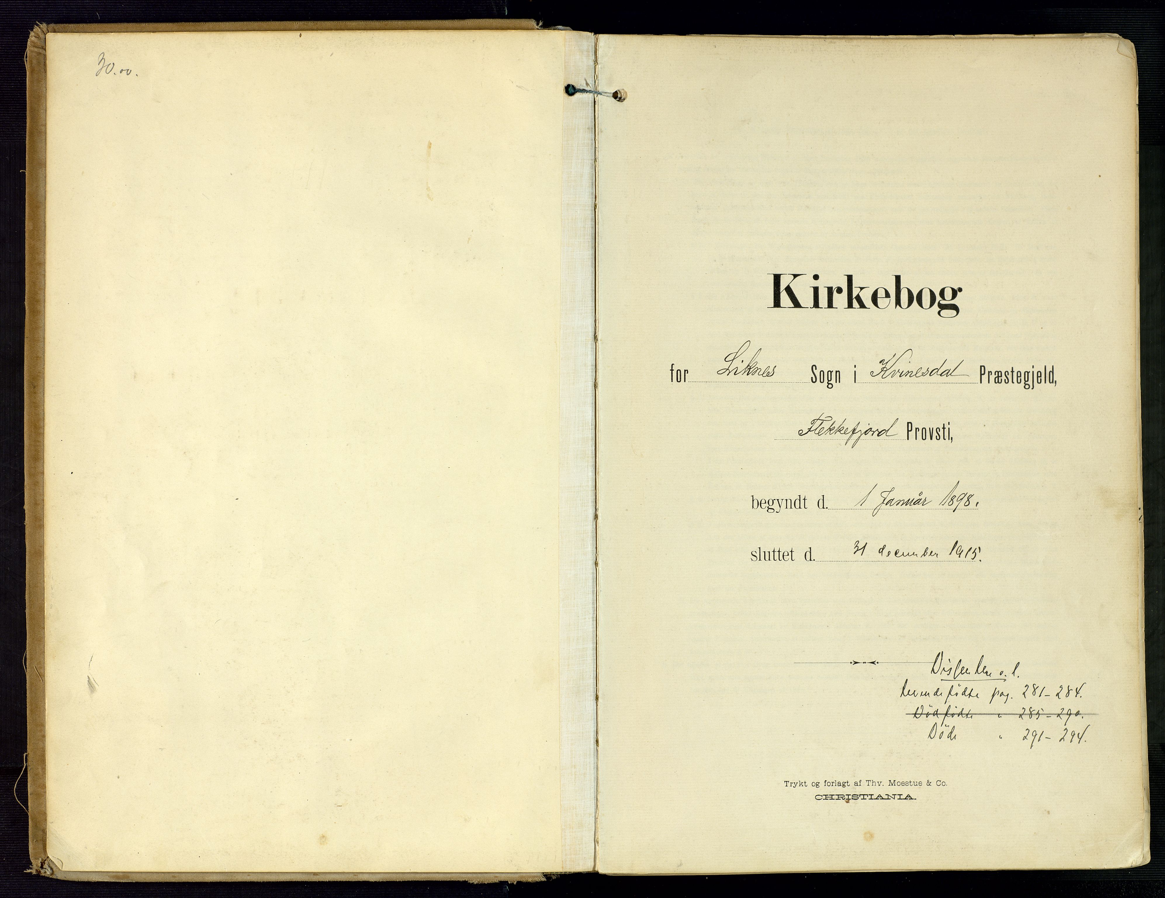 Kvinesdal sokneprestkontor, AV/SAK-1111-0026/F/Fa/Fab/L0009: Parish register (official) no. A 9, 1898-1915