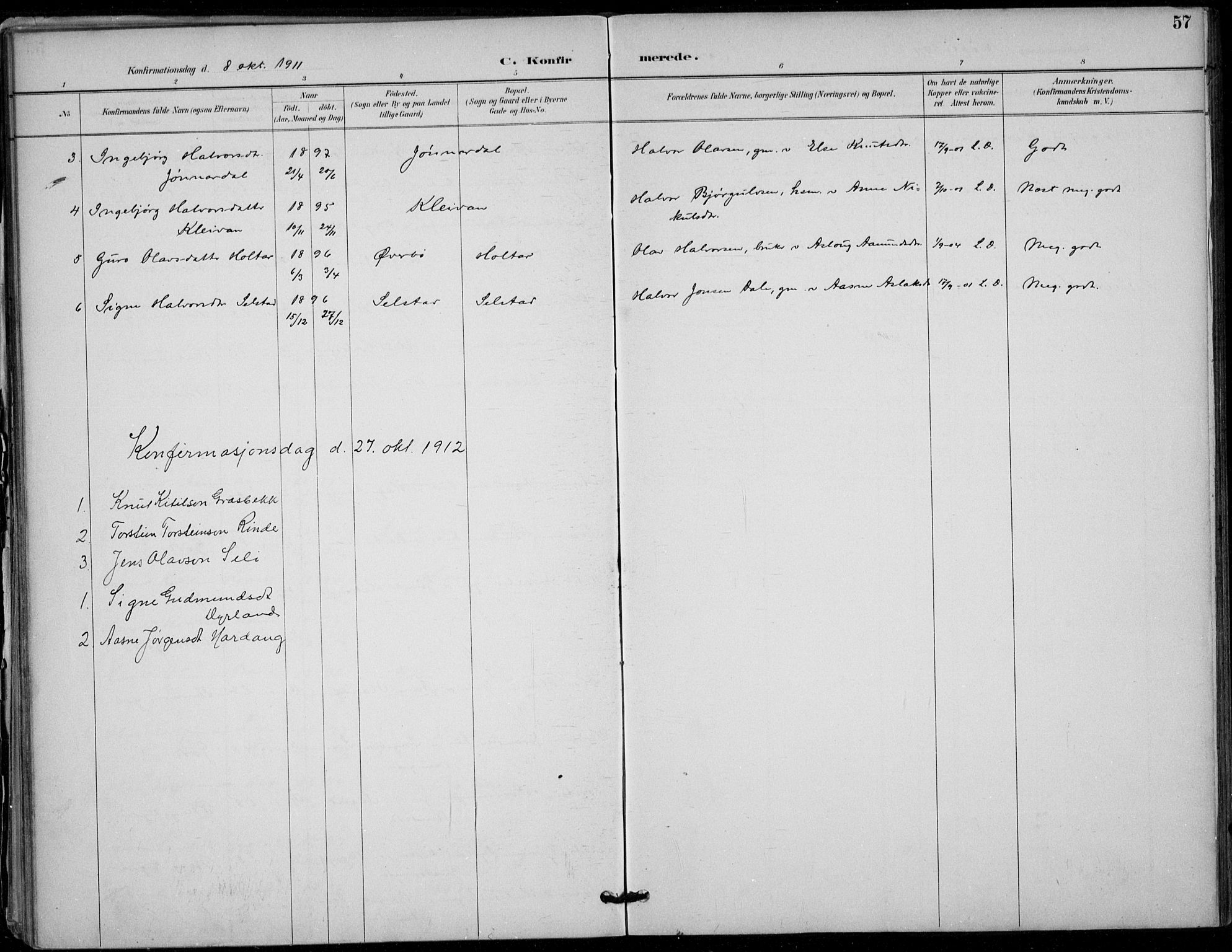 Seljord kirkebøker, SAKO/A-20/F/Fc/L0002: Parish register (official) no. III 2, 1887-1920, p. 57